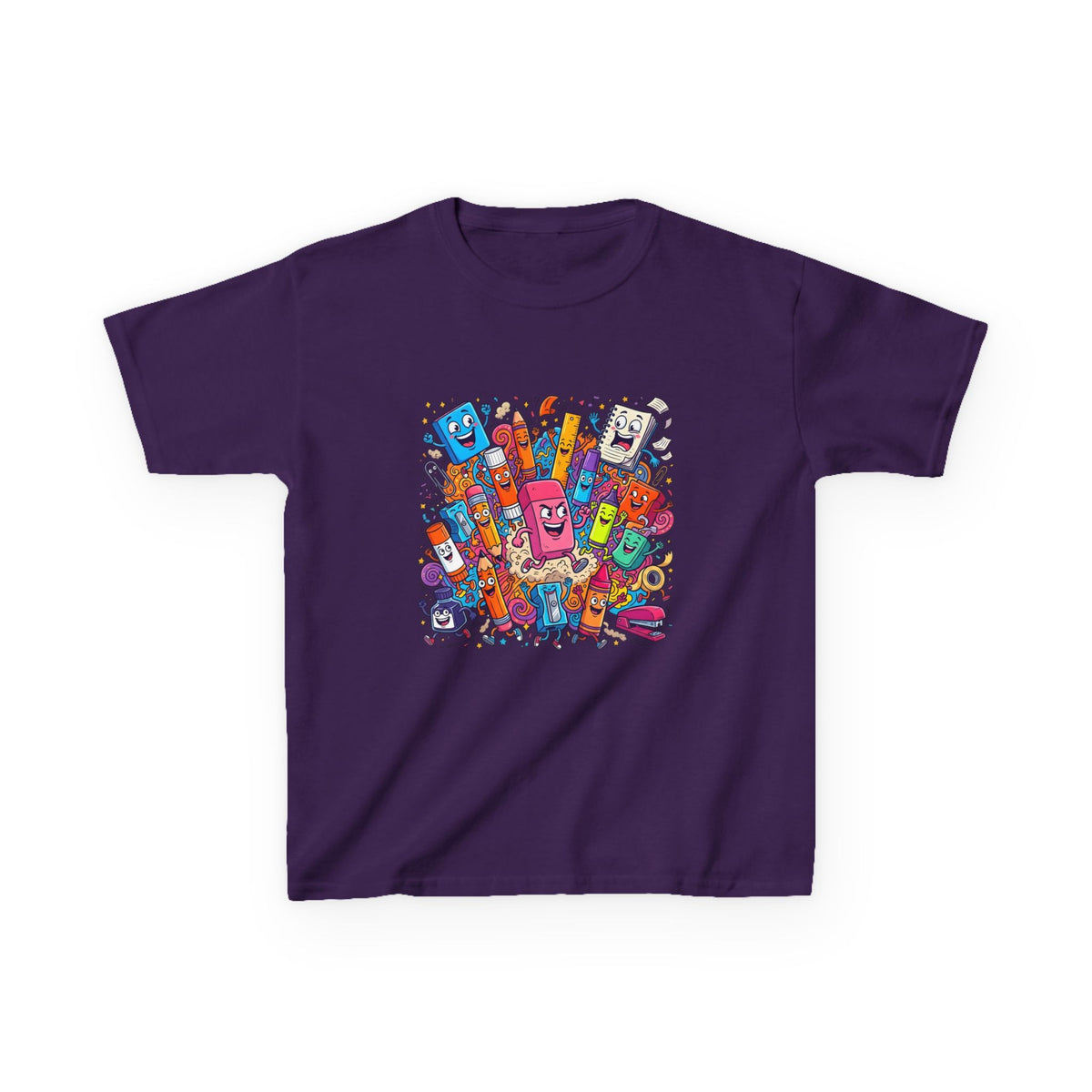 Kids T-Shirt - Cartoon School Supplies Doodle | Back to School