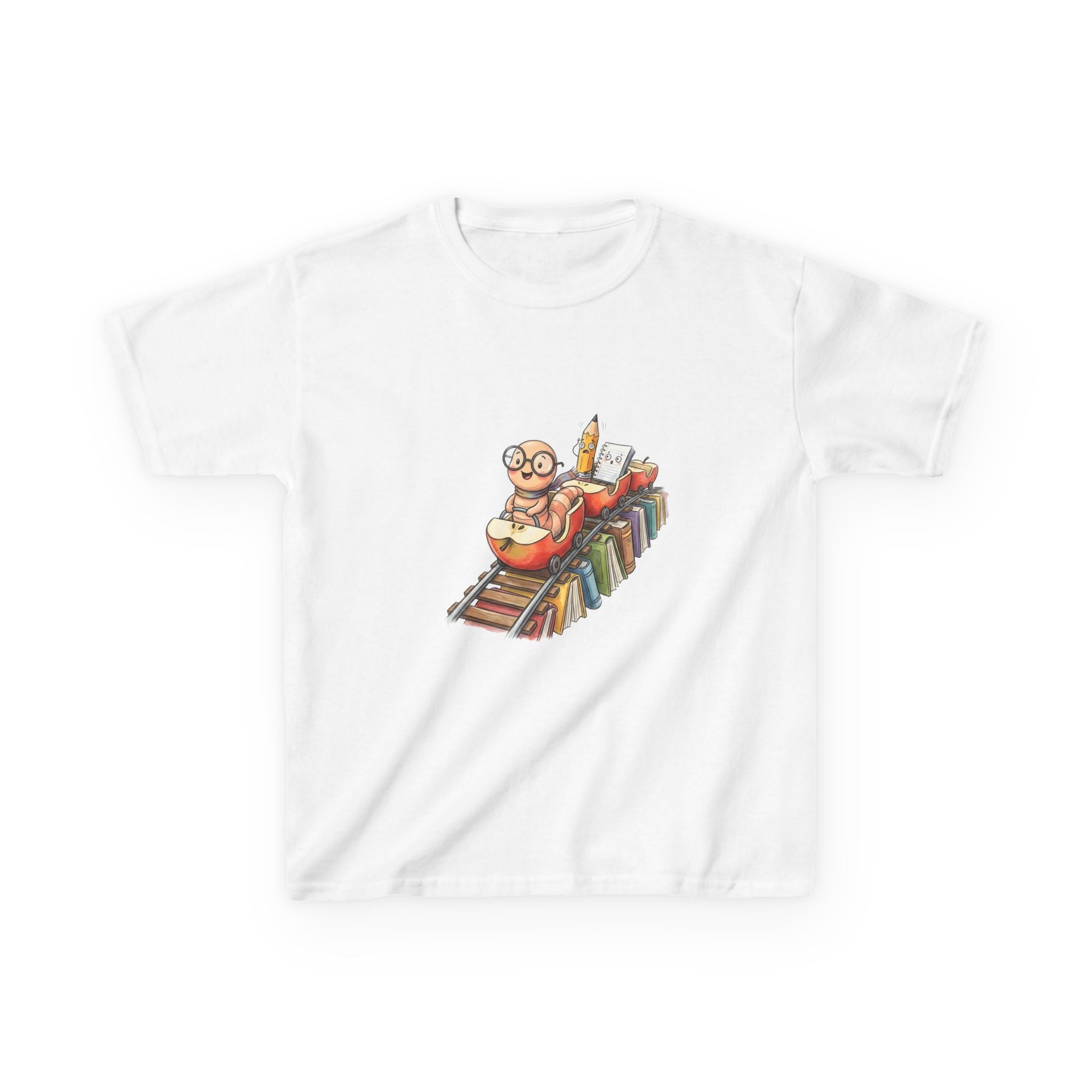 Kids Learning Train Tee - Whimsical Bookworm Education Shirt
