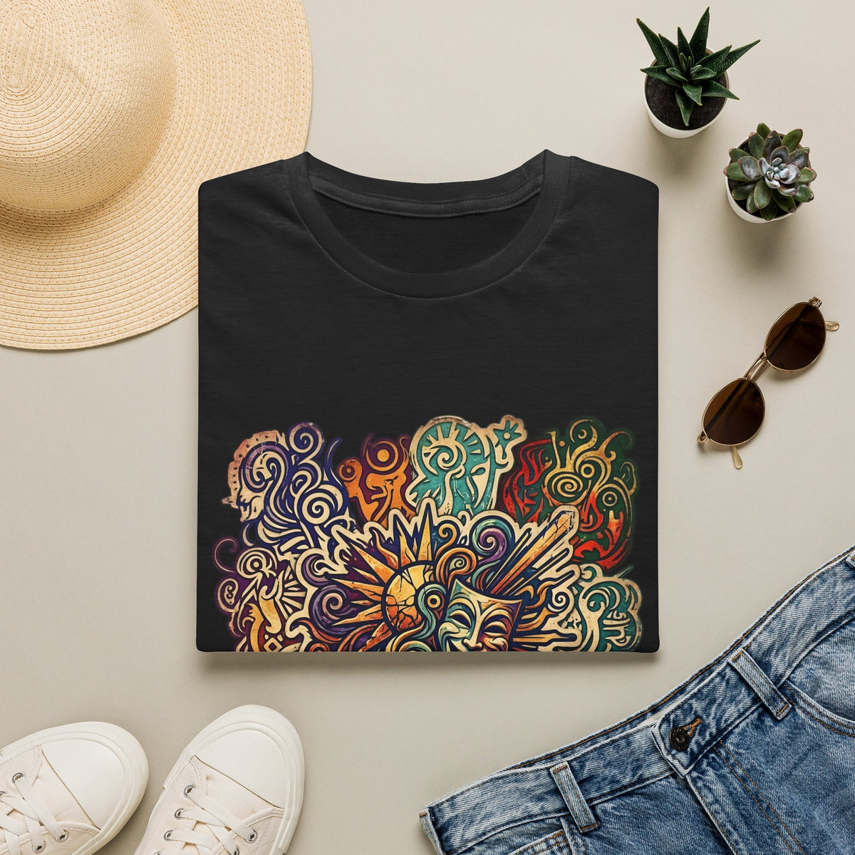 Unisex T-Shirt - Retro Psychedelic Theater Comedy Mask | Abstract Art