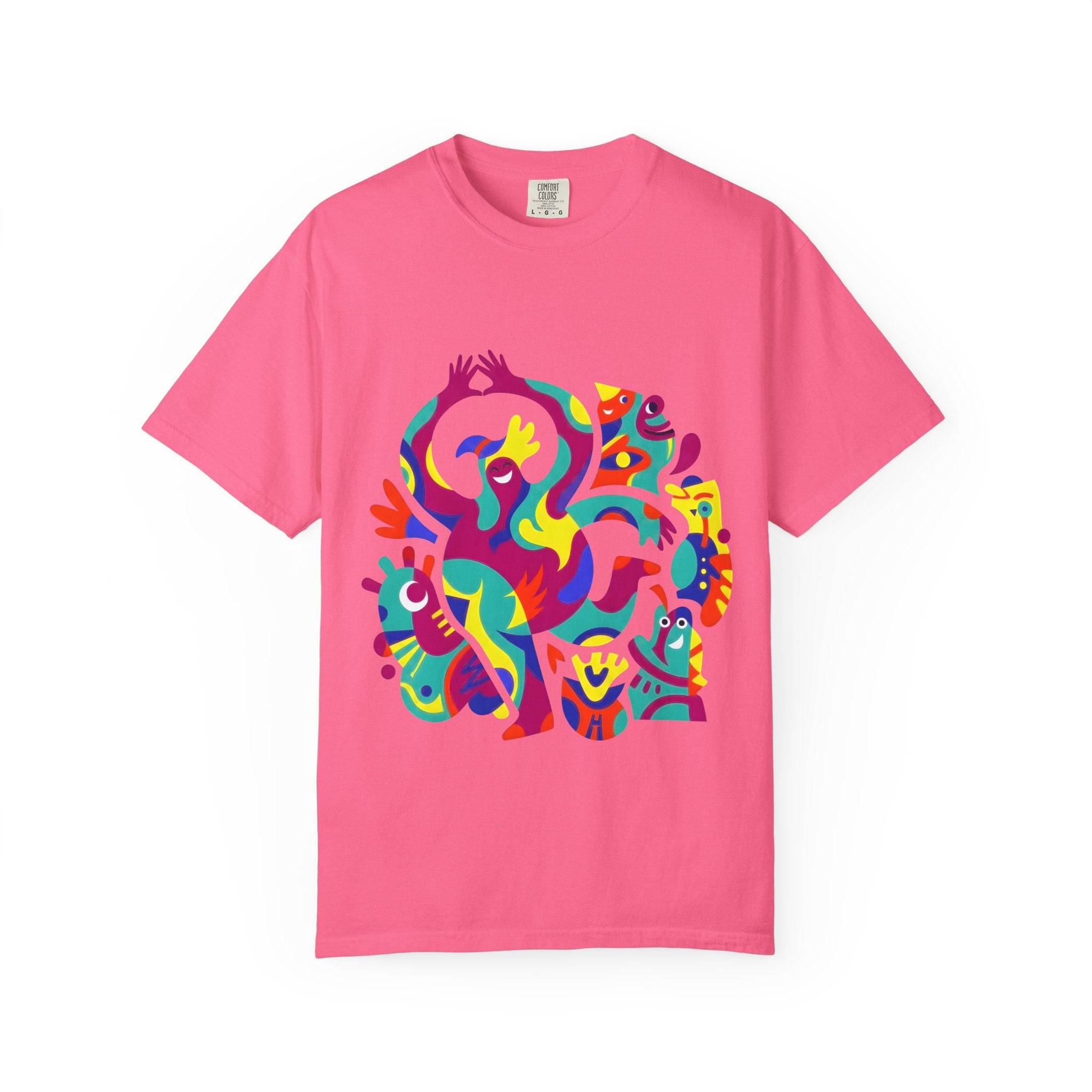 Garment-Dyed T-shirt - Joyful Abstract Creatures | Whimsical Graphic