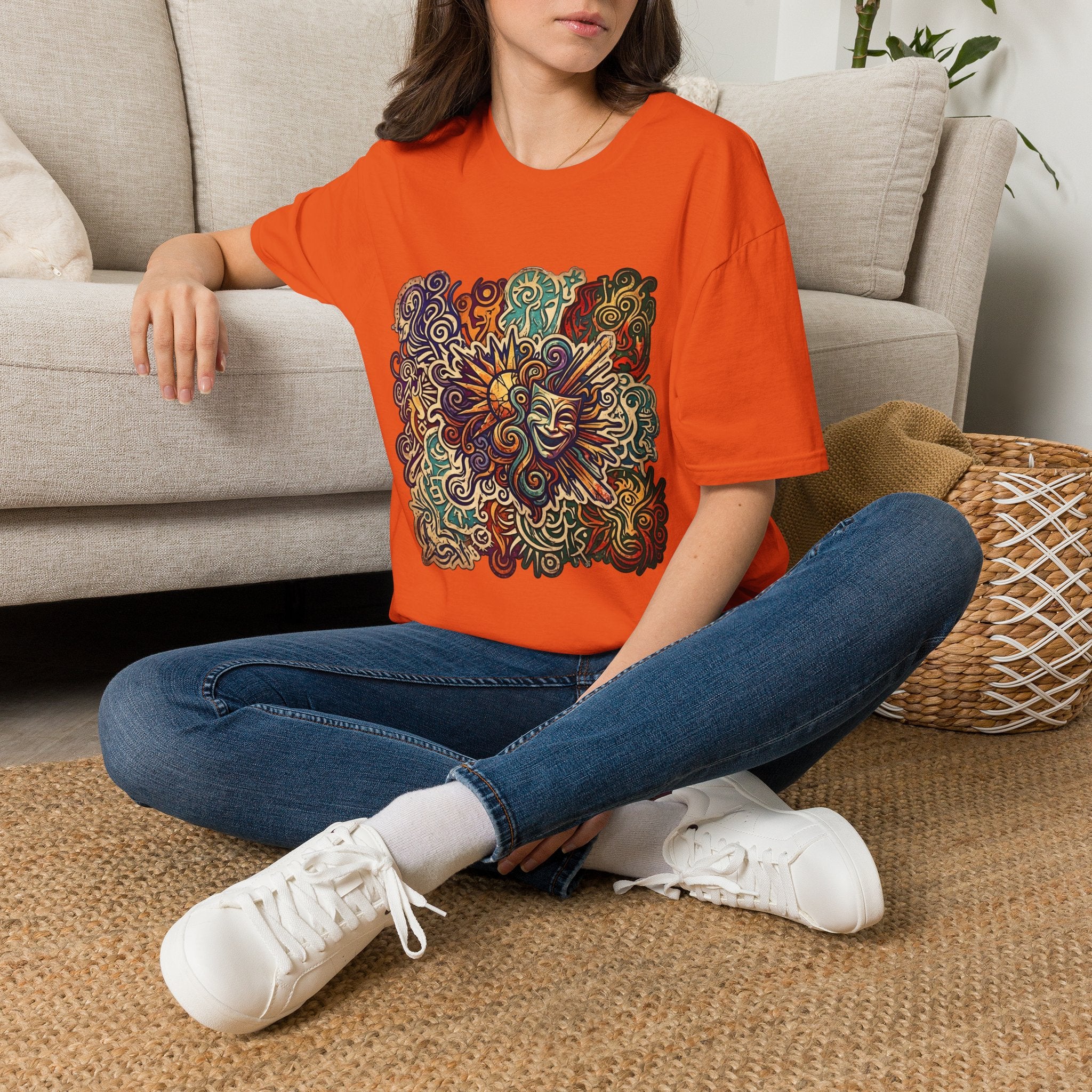 Unisex T-Shirt - Retro Psychedelic Theater Comedy Mask | Abstract Art