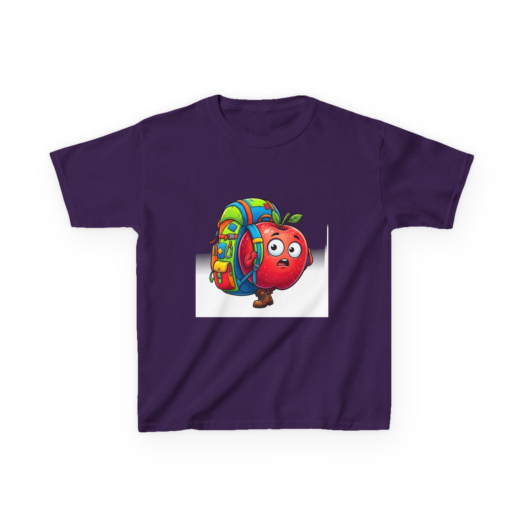 Kids Tee - Adventurous Apple Character Hiking T-Shirt