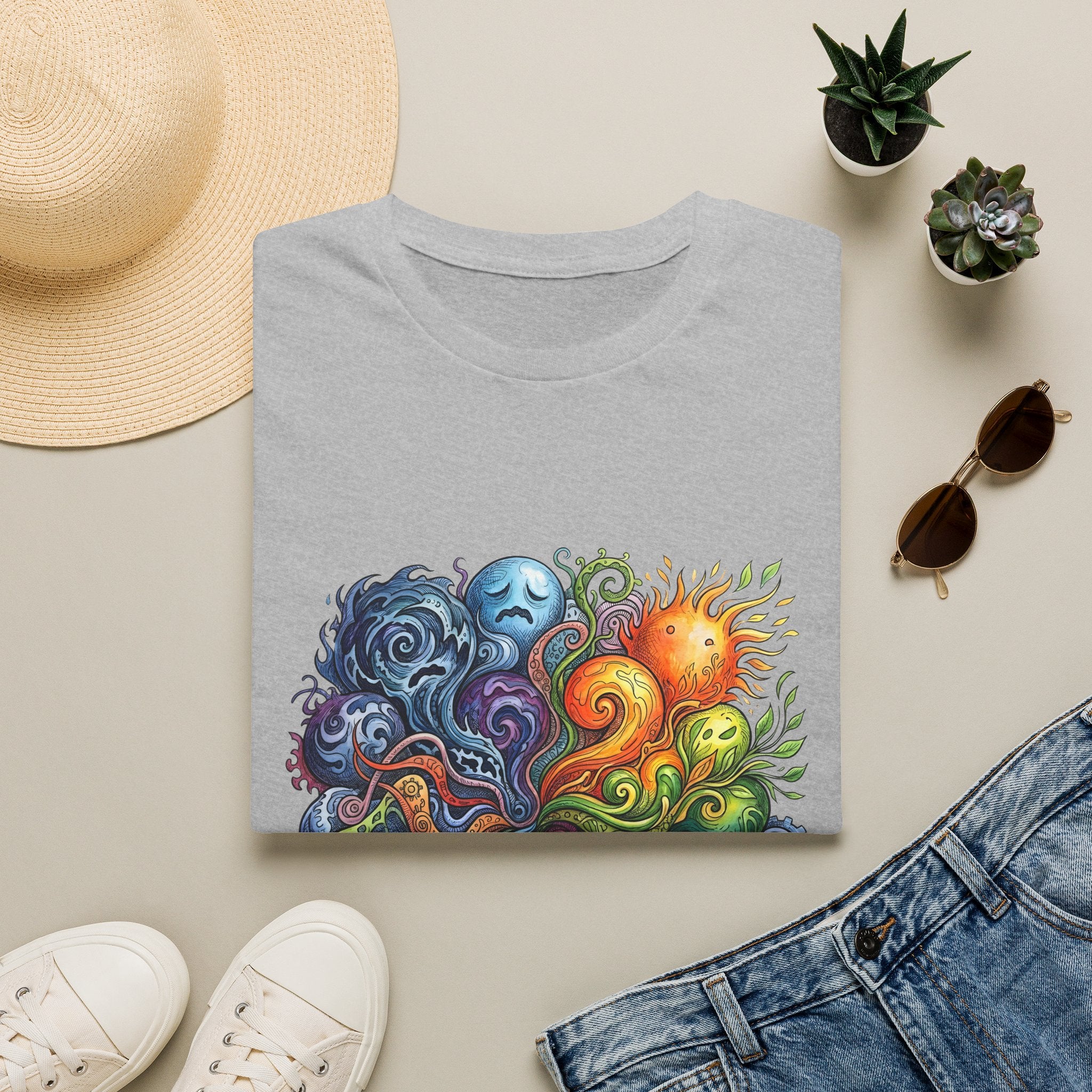 Abstract T-Shirt - Whimsical Watercolor Mandala | Surreal Figures