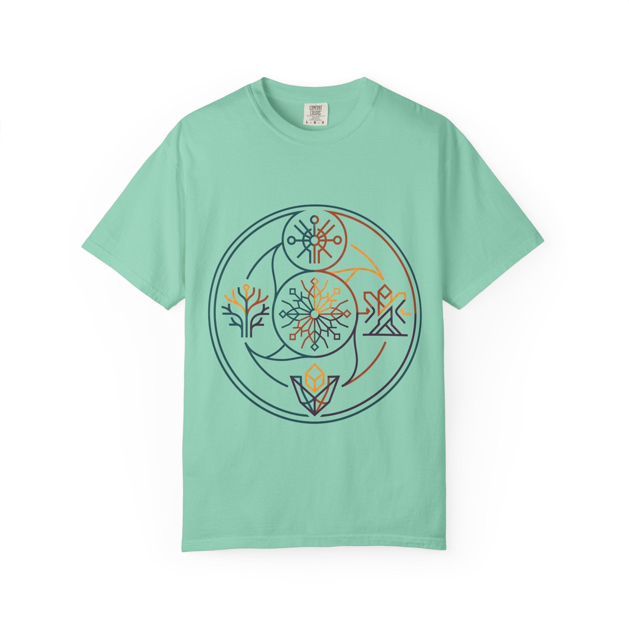 Unisex Garment-Dyed T-Shirt - Minimalist Geometric Nature Art