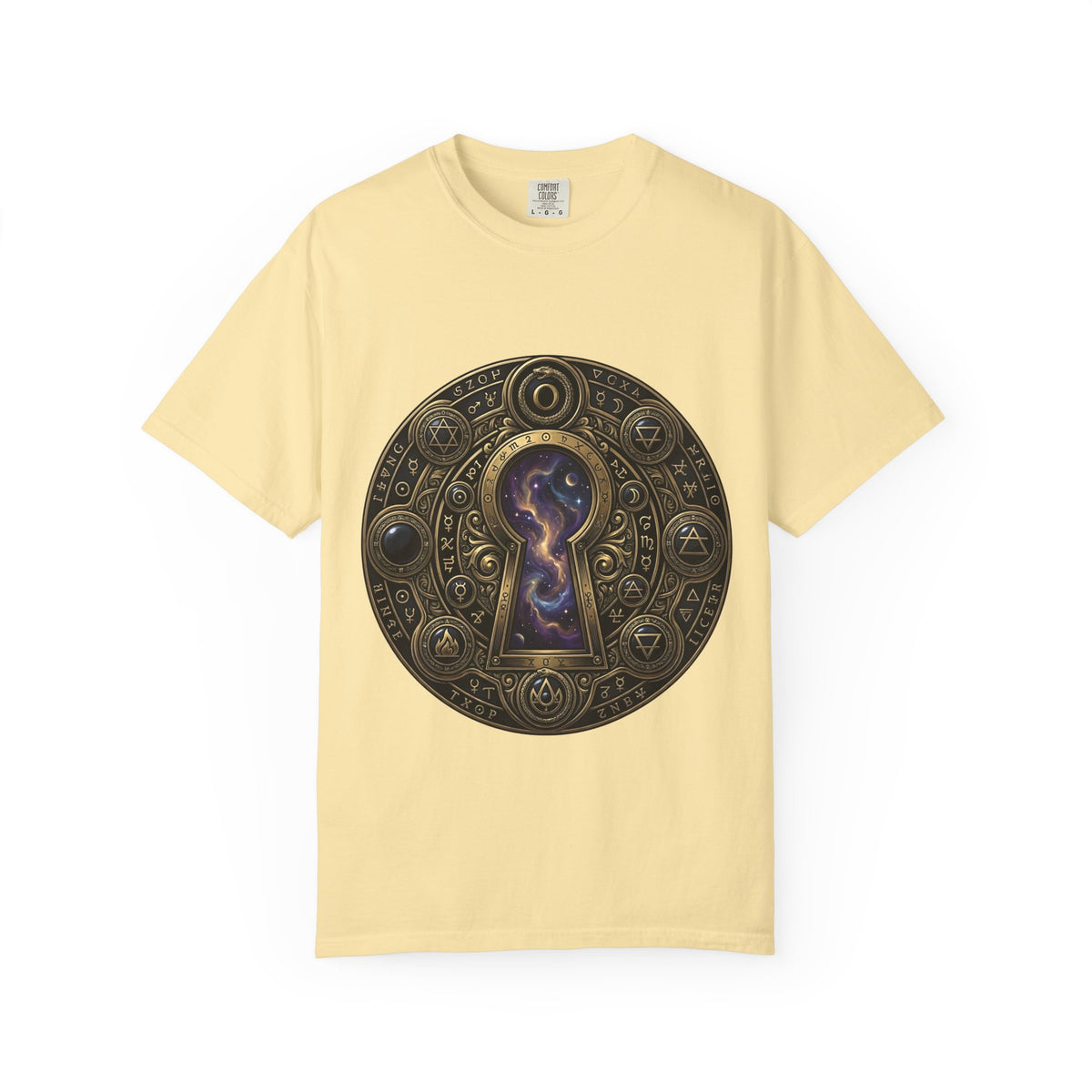 T-shirt - Celestial Keyhole Galaxy | Occult Alchemical Gold