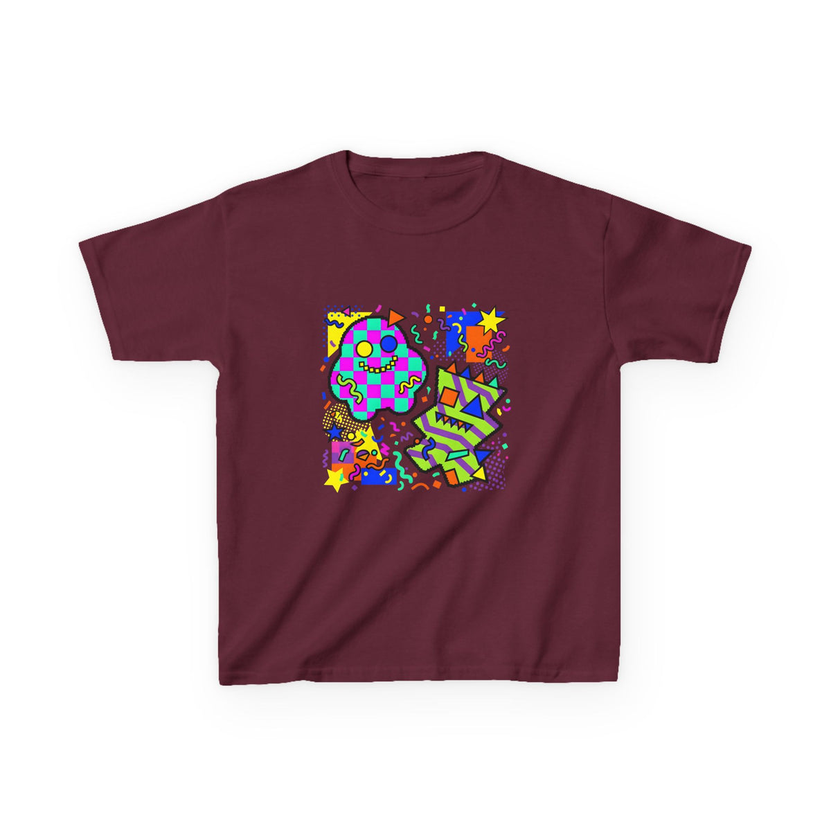 Kids Tee - Playful 90s Geometric Monsters | Retro Abstract
