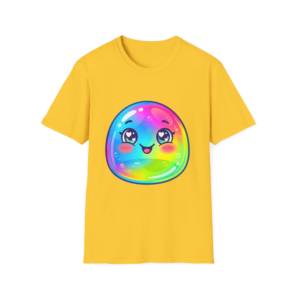 Unisex Kawaii T-Shirt - Happy Rainbow Blob Character Tee