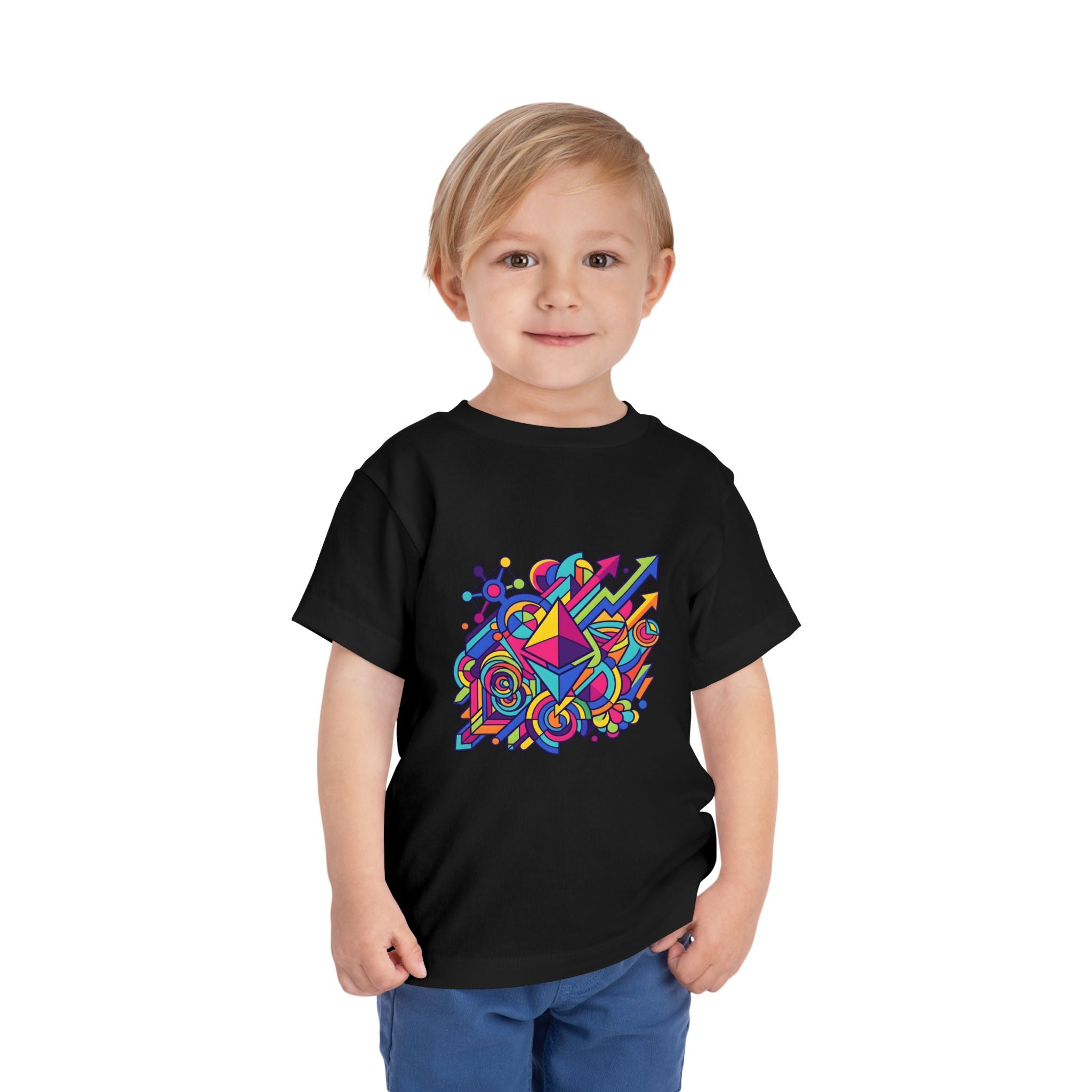 Toddler Crypto Shirt - Neon Geometric Digital Art | Blockchain Kids