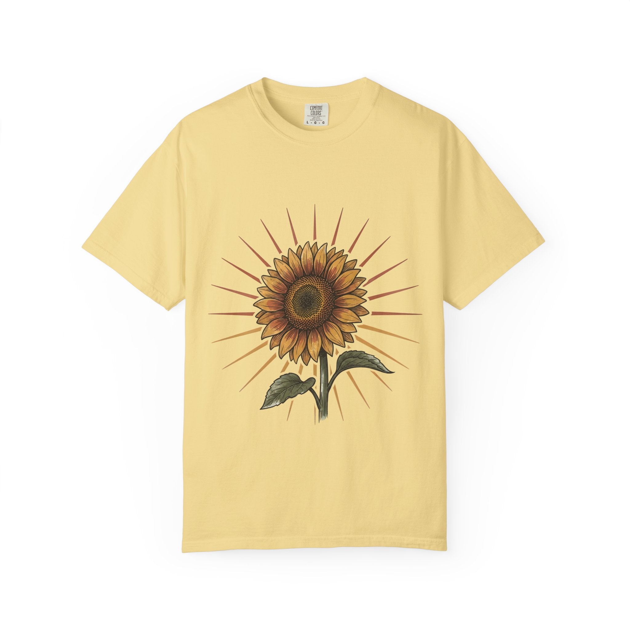 Sunflower T-shirt - Vintage Botanical Line Art | Comfort Colors