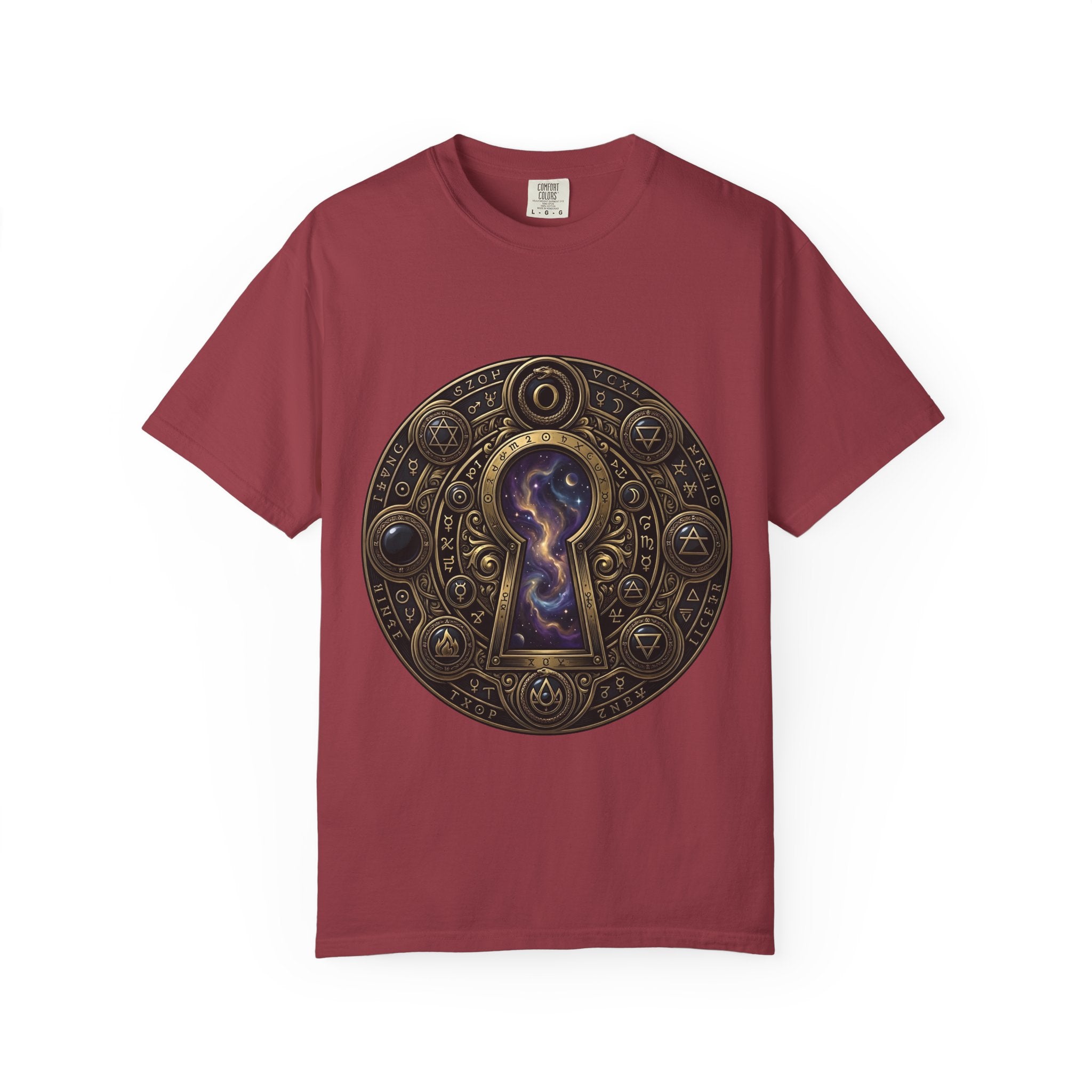 T-shirt - Celestial Keyhole Galaxy | Occult Alchemical Gold