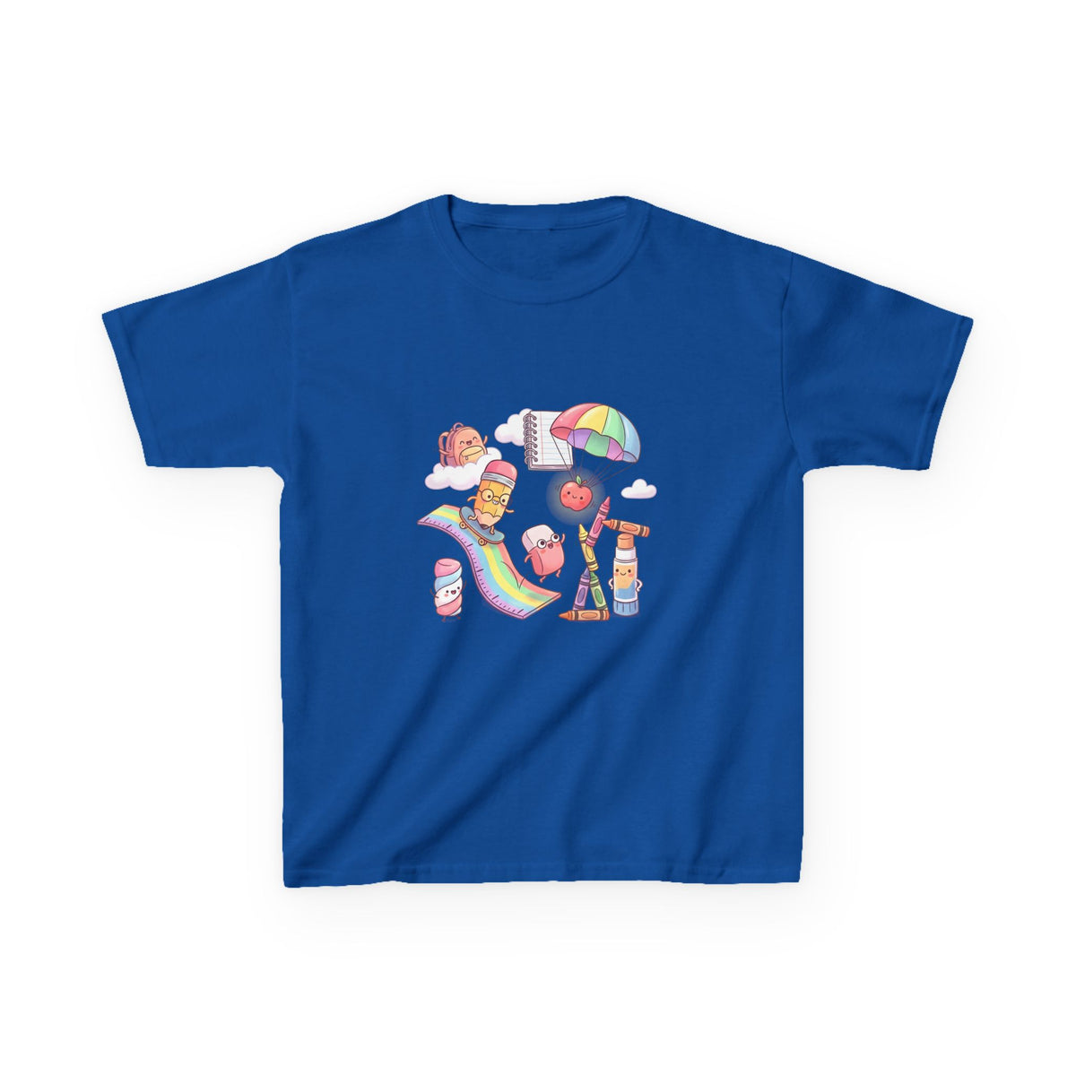Kids Back to School Tee - Cute Faces School Supplies | Rainbow 2026