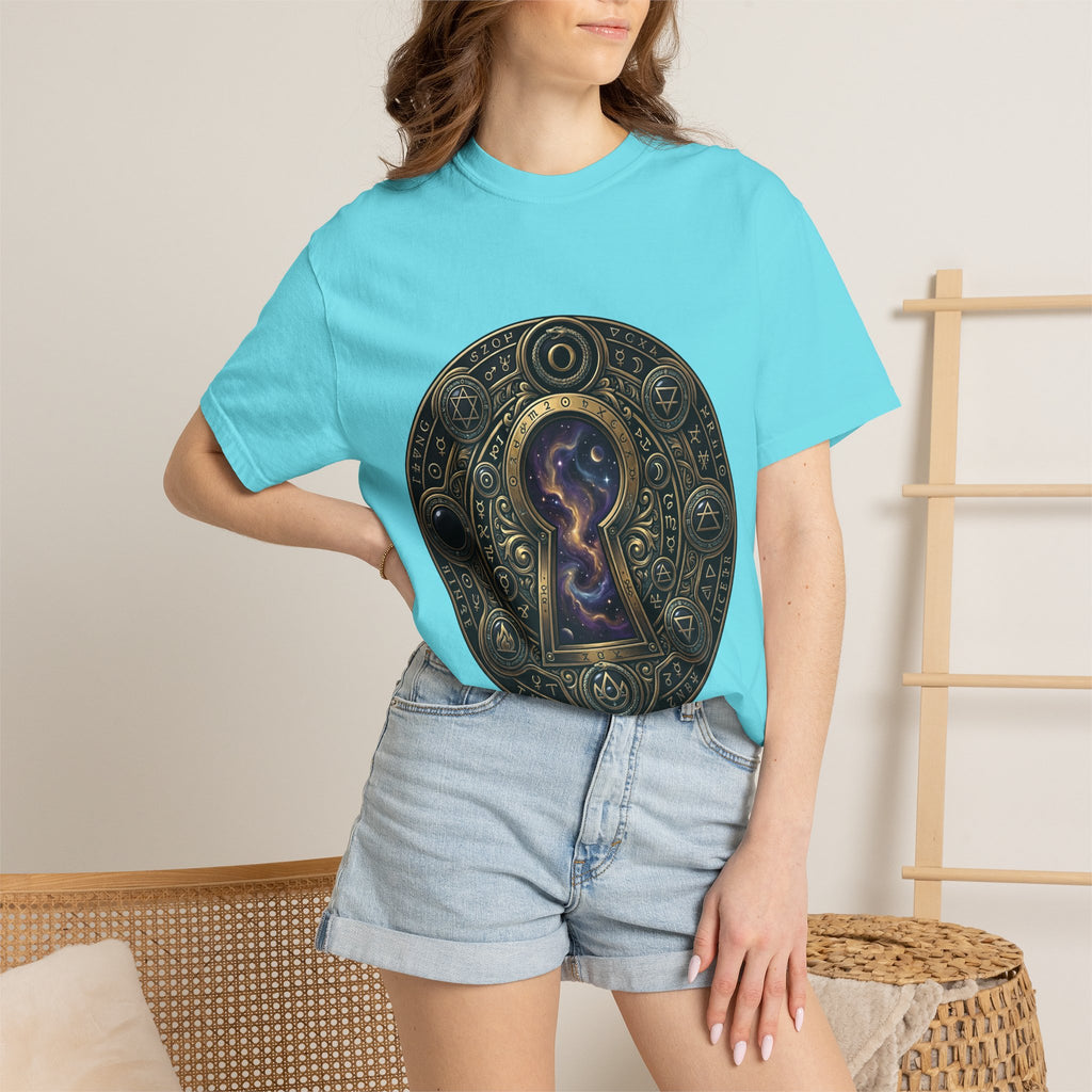 T-shirt - Celestial Keyhole Galaxy | Occult Alchemical Gold