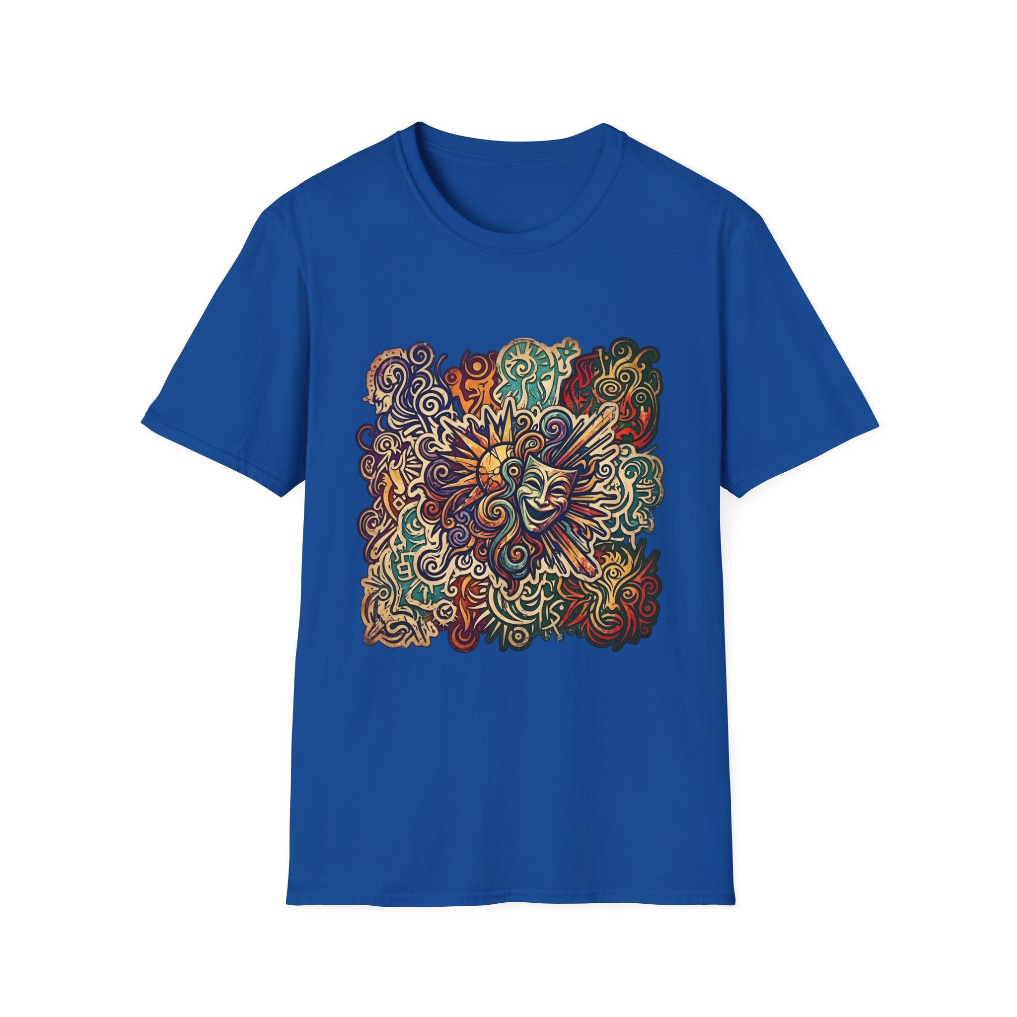 Unisex T-Shirt - Retro Psychedelic Theater Comedy Mask | Abstract Art