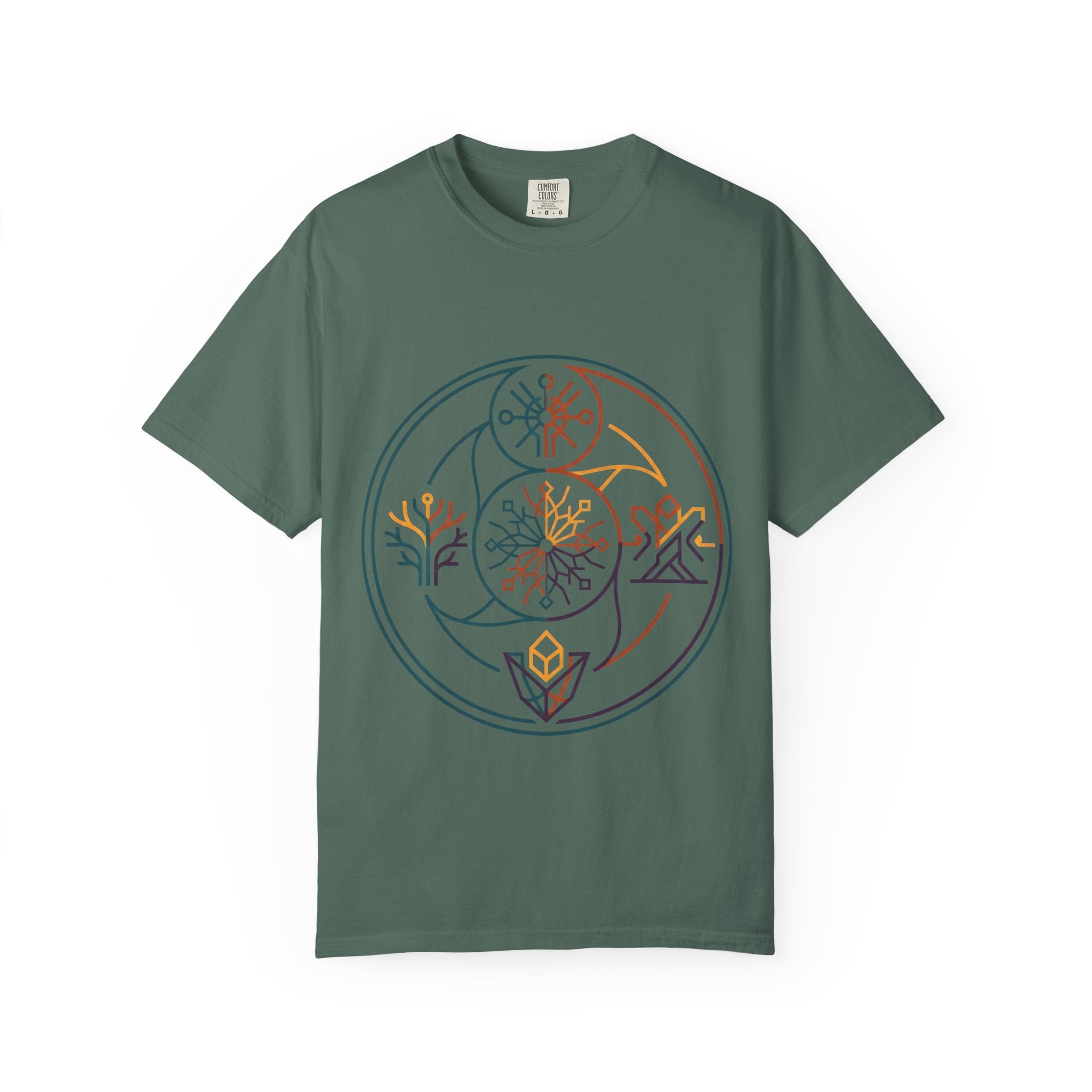 Unisex Garment-Dyed T-Shirt - Minimalist Geometric Nature Art
