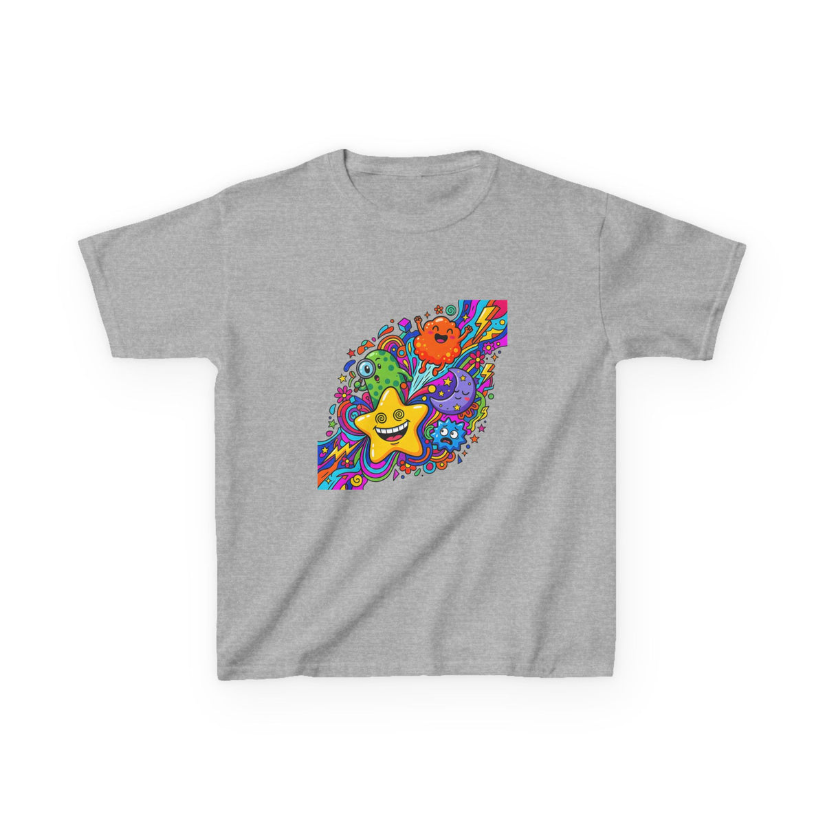 Kids Psychedelic Monster Tee - Vibrant Cartoon Doodle Shirt