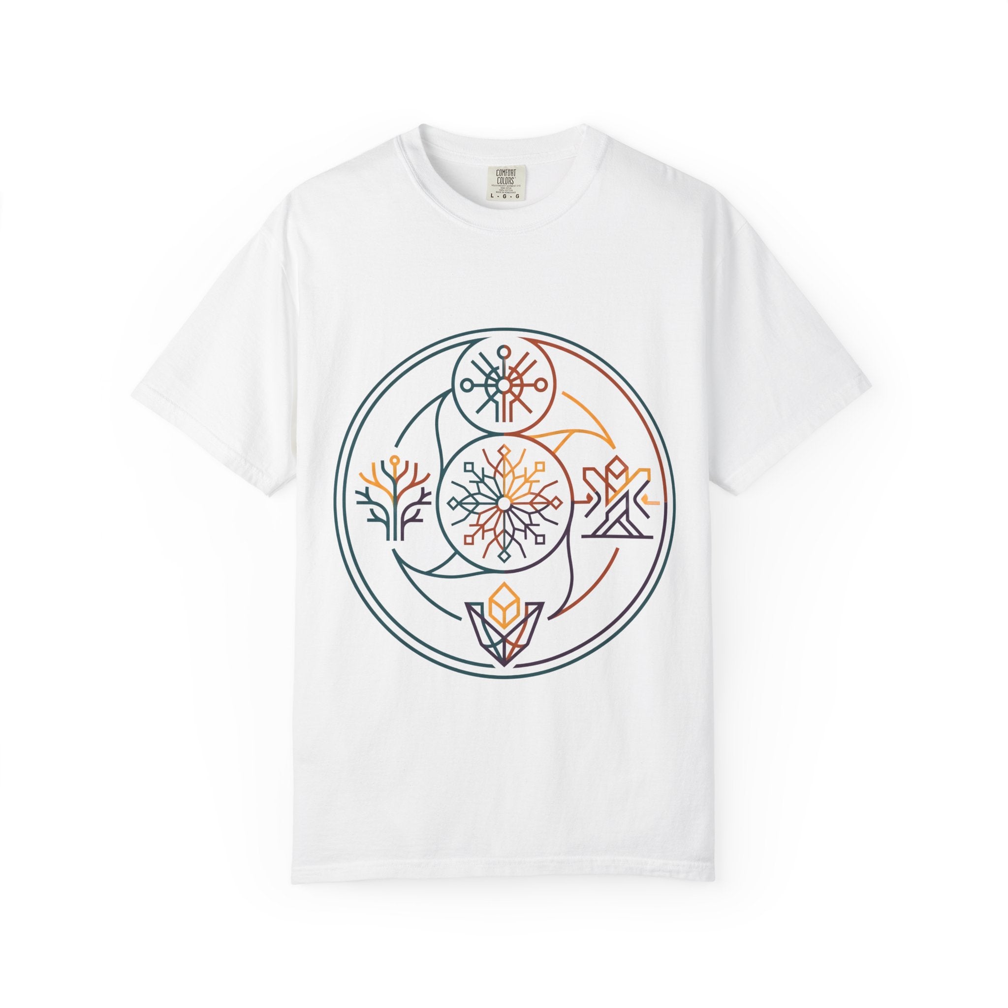 Unisex Garment-Dyed T-Shirt - Minimalist Geometric Nature Art