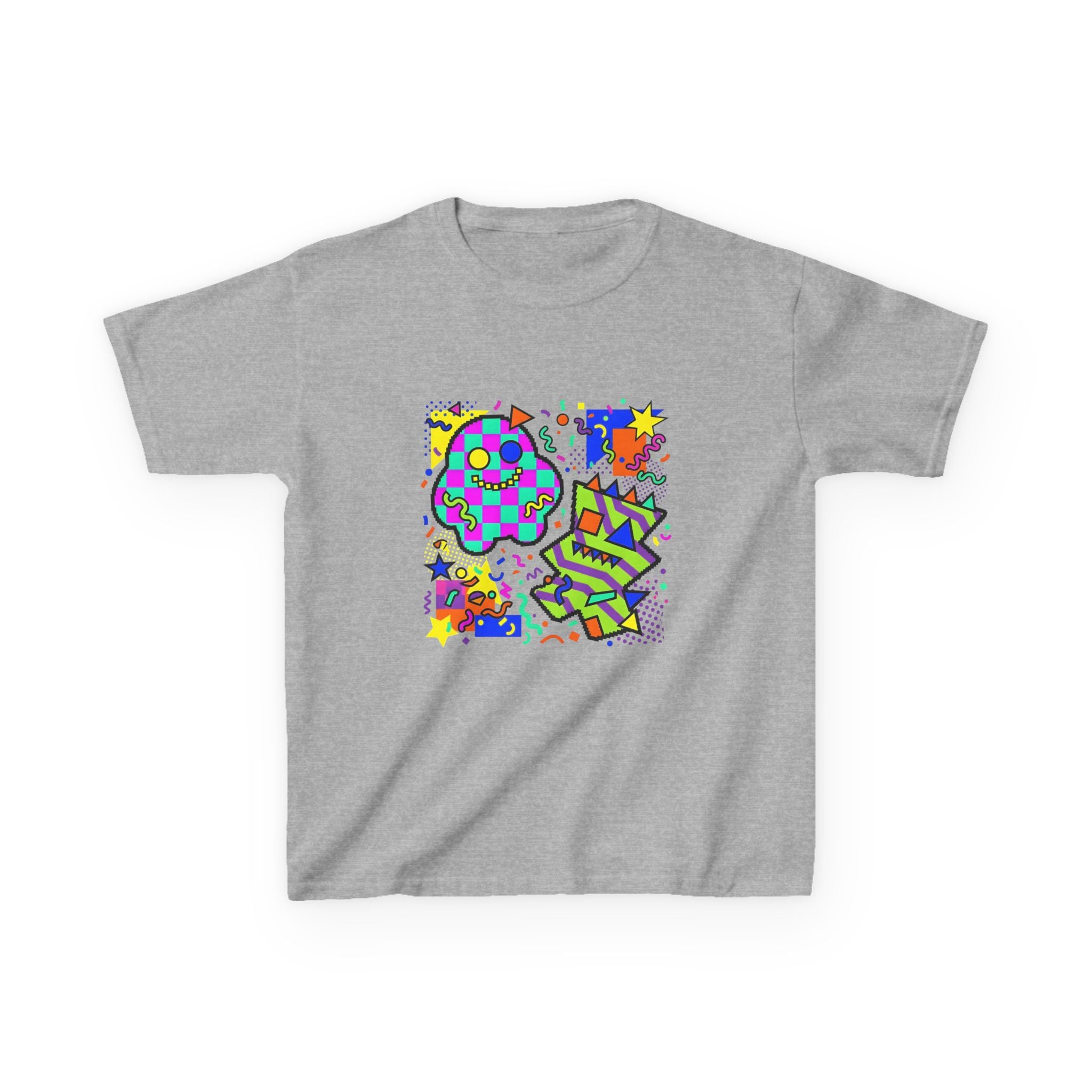 Kids Tee - Playful 90s Geometric Monsters | Retro Abstract