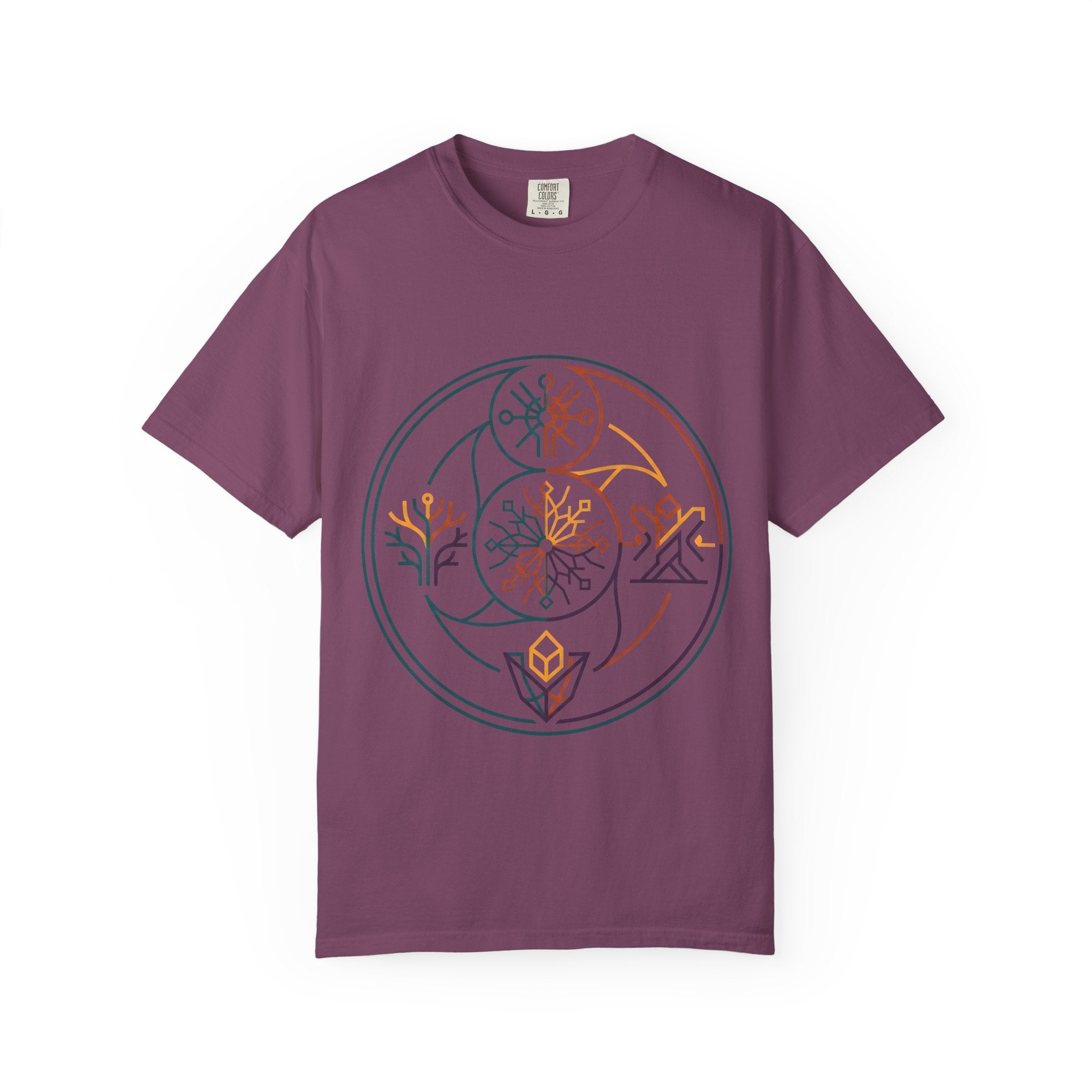 Unisex Garment-Dyed T-Shirt - Minimalist Geometric Nature Art