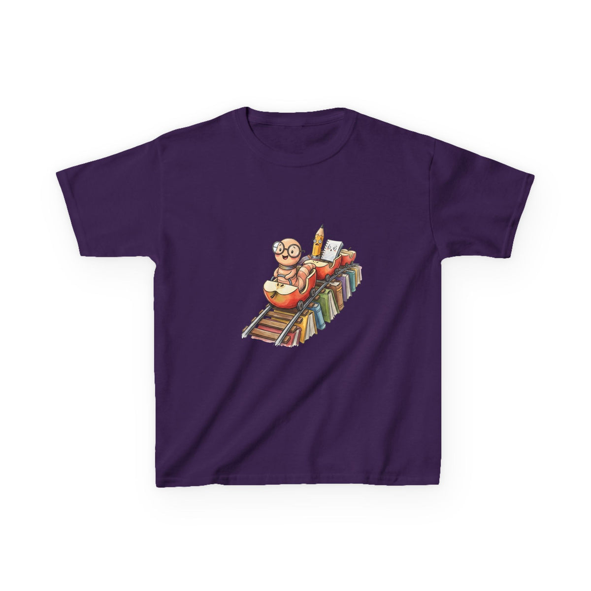 Kids Learning Train Tee - Whimsical Bookworm Education Shirt