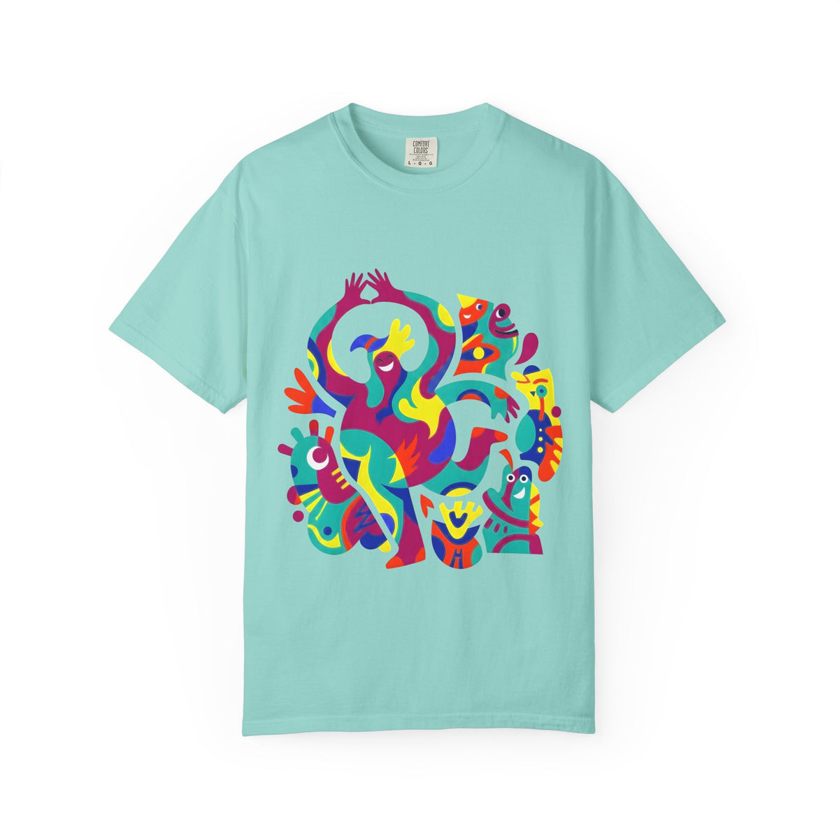 Garment-Dyed T-shirt - Joyful Abstract Creatures | Whimsical Graphic