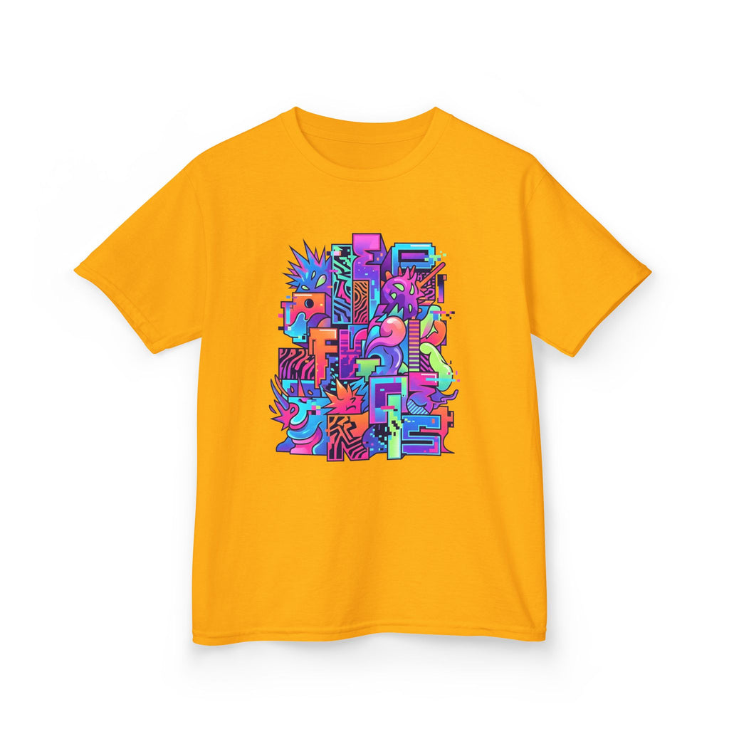 Kids Glitch Art Tee - FUNGUS Neon Cyberpunk Design | Retro