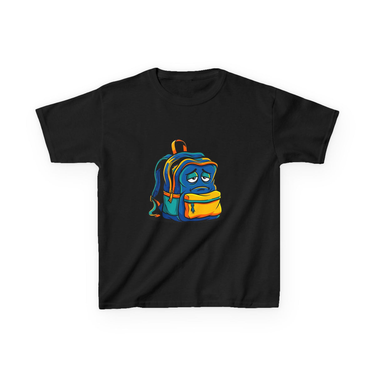 Kids Heavy Cotton Tee - Sad Backpack Cartoon | Back to School 2026