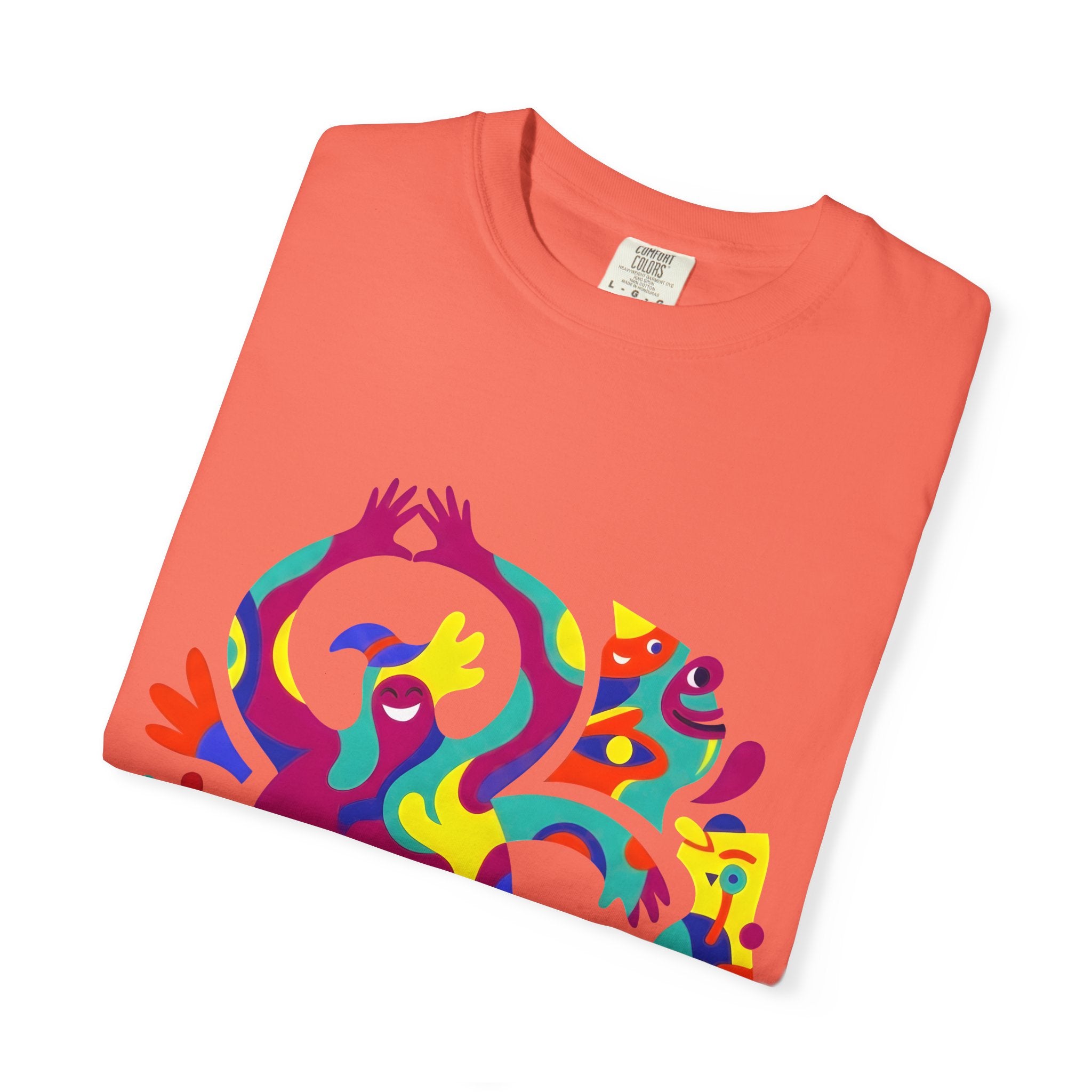 Garment-Dyed T-shirt - Joyful Abstract Creatures | Whimsical Graphic