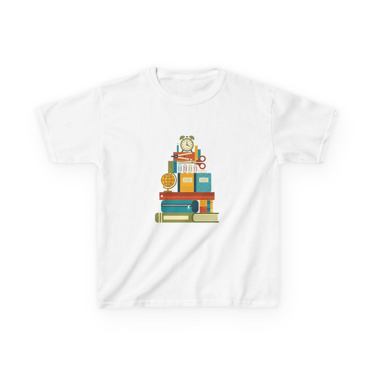 Kids Tee - Flat Vector School Supplies Stack | Back to School 2026