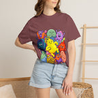 Unisex Garment-Dyed T-Shirt - Diverse Emotional Cartoon Creatures