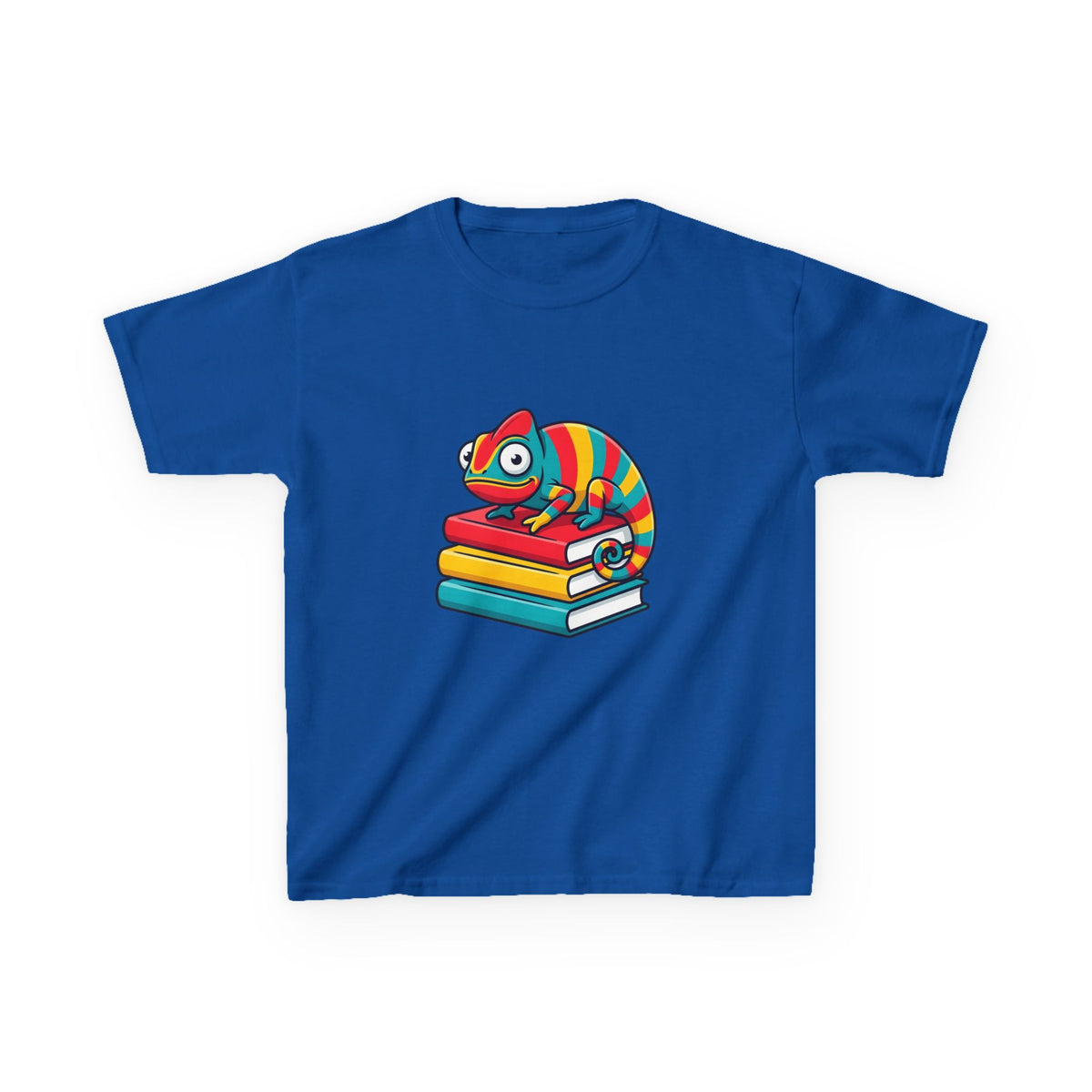 Kids T-Shirt - Whimsical Chameleon Reading Books | School Tee