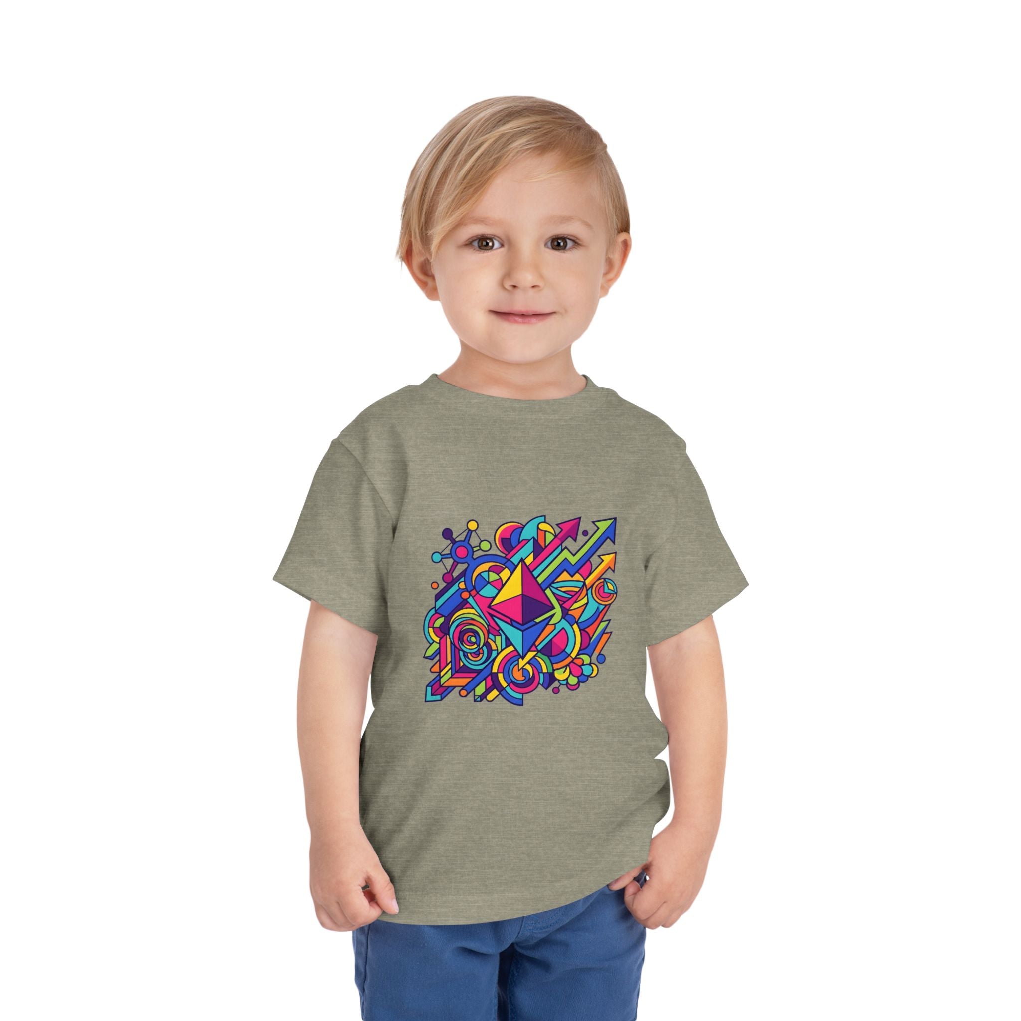 Toddler Crypto Shirt - Neon Geometric Digital Art | Blockchain Kids