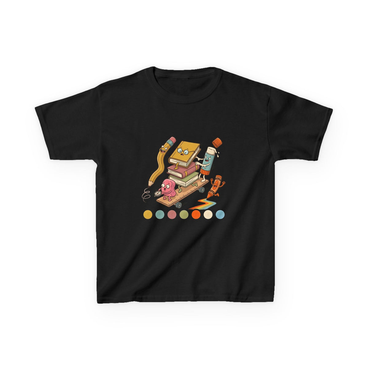Kids T-Shirt - Cute Cartoon School Supplies | Back to School 2026