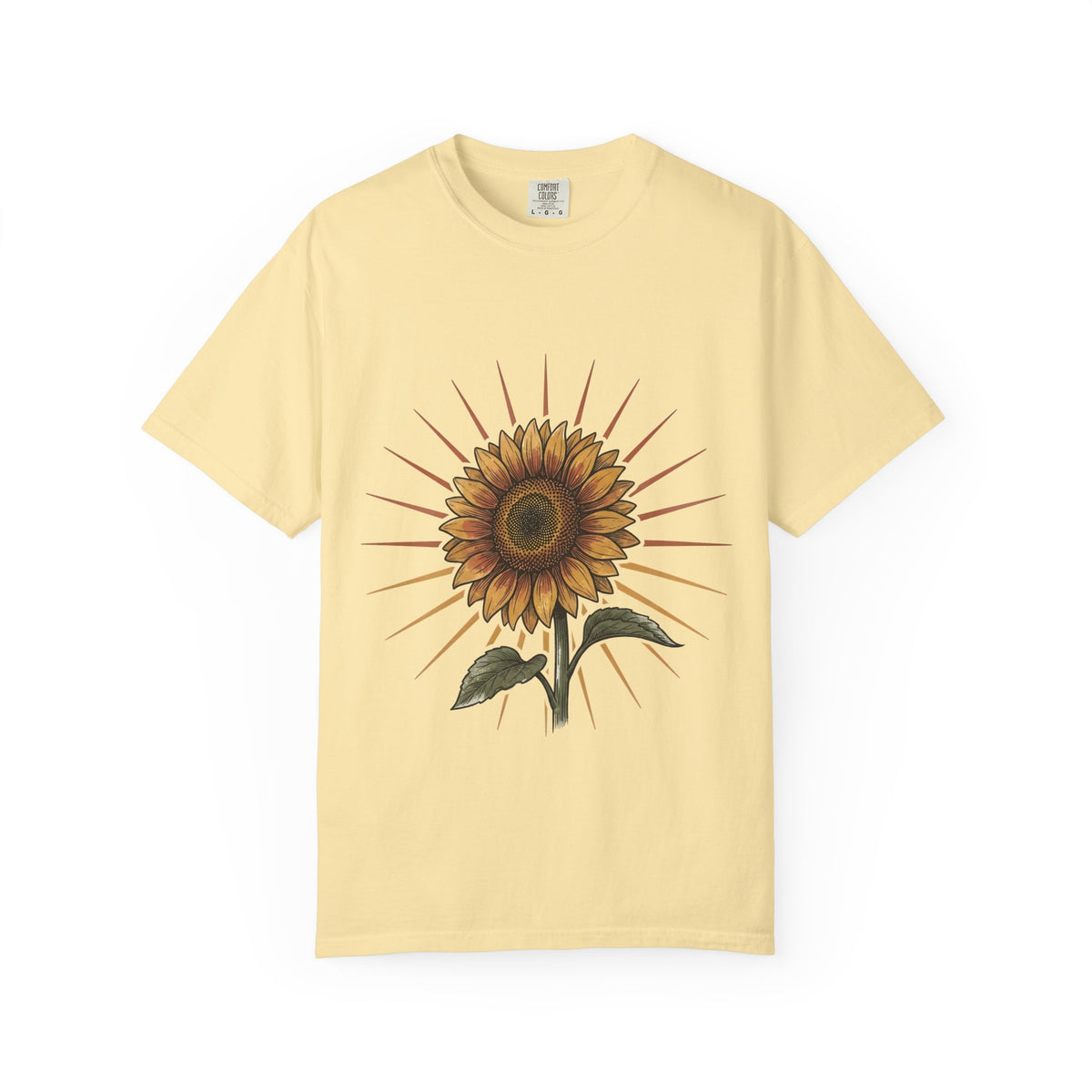 Sunflower T-shirt - Vintage Botanical Line Art | Comfort Colors
