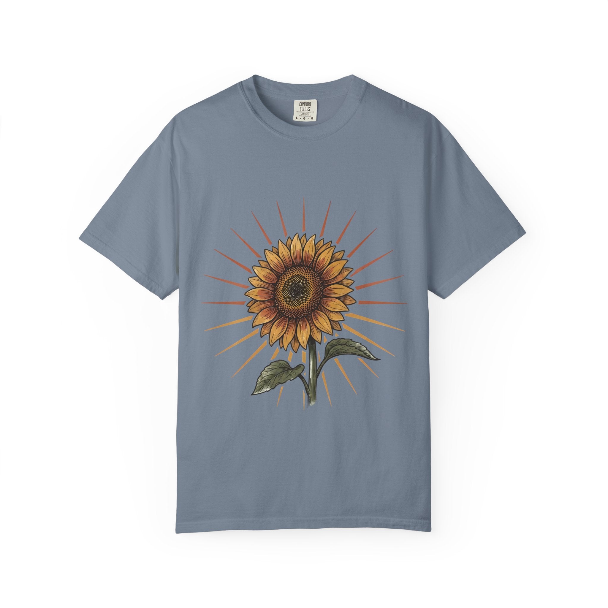 Sunflower T-shirt - Vintage Botanical Line Art | Comfort Colors