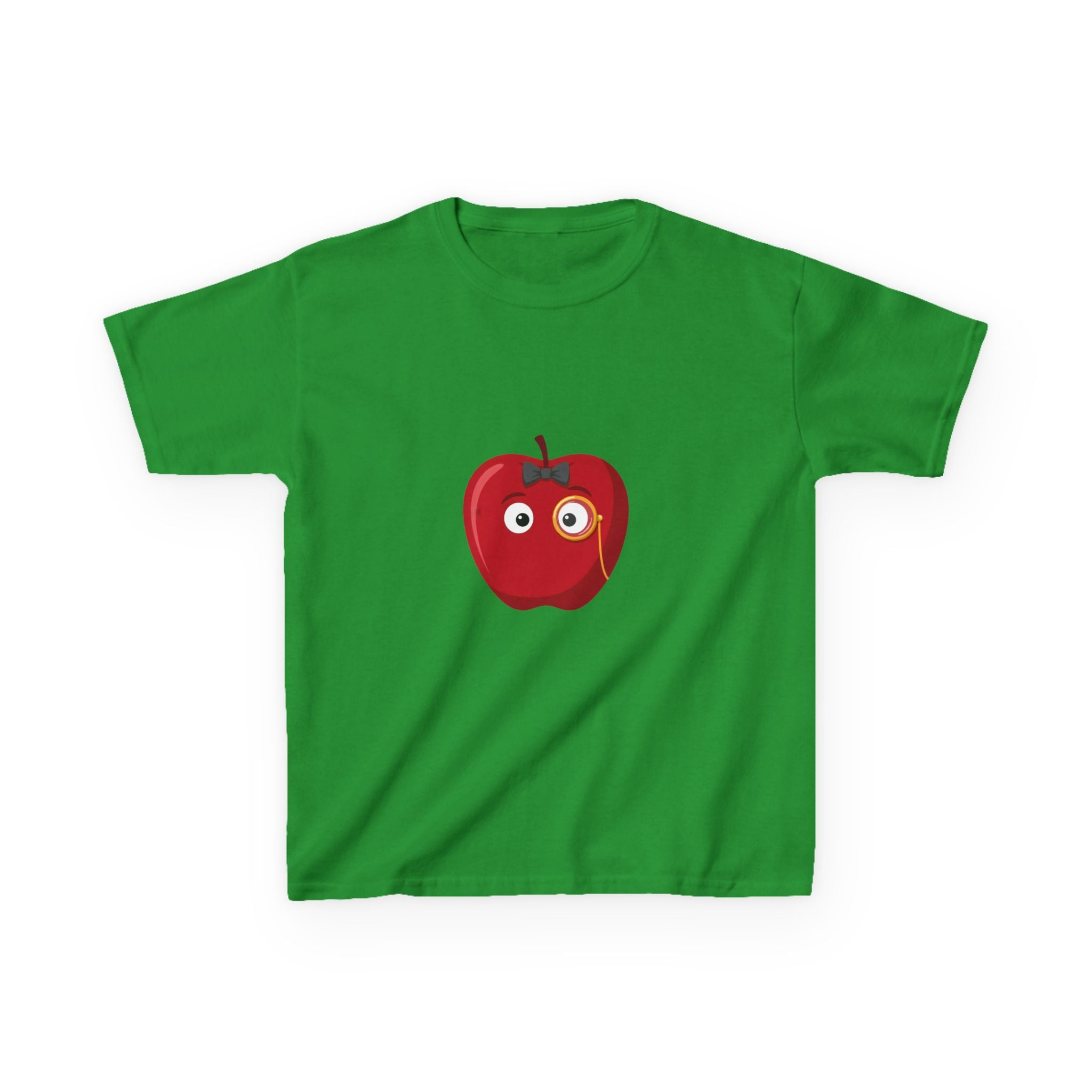 Kids Heavy Cotton Tee - Whimsical Monocle Apple Character