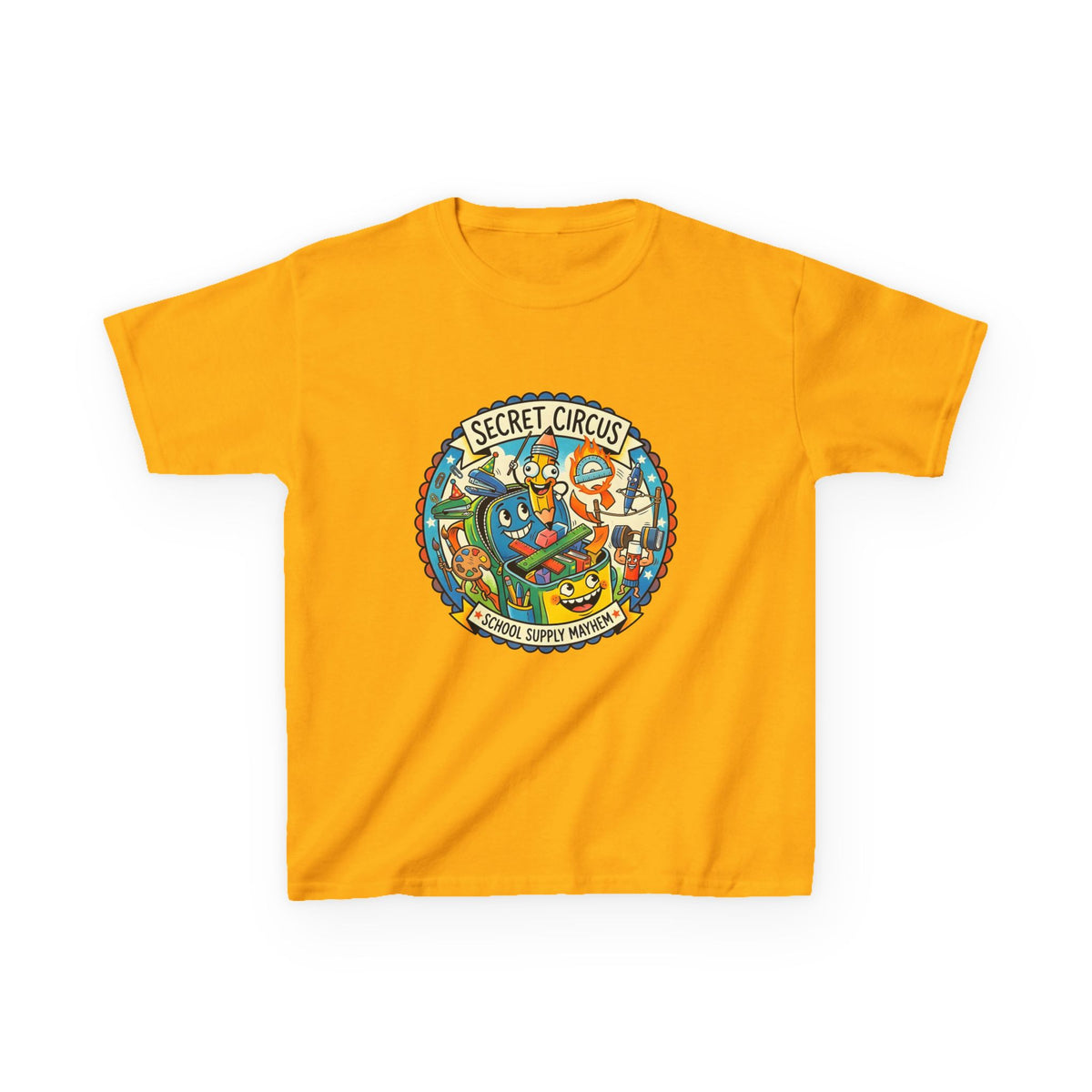 Kids Tee - Secret Circus School Supply Mayhem | Cartoon Fun
