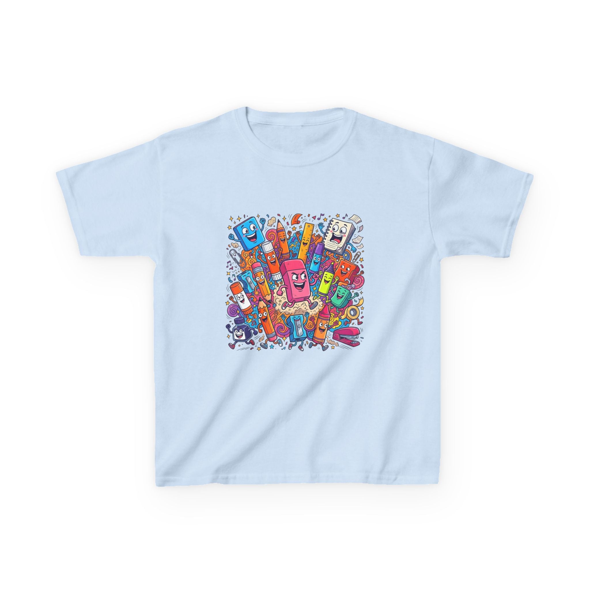 Kids T-Shirt - Cartoon School Supplies Doodle | Back to School