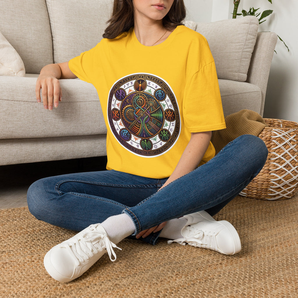 Unisex Steampunk T-Shirt - Ornate Mystical Mandala & Gears