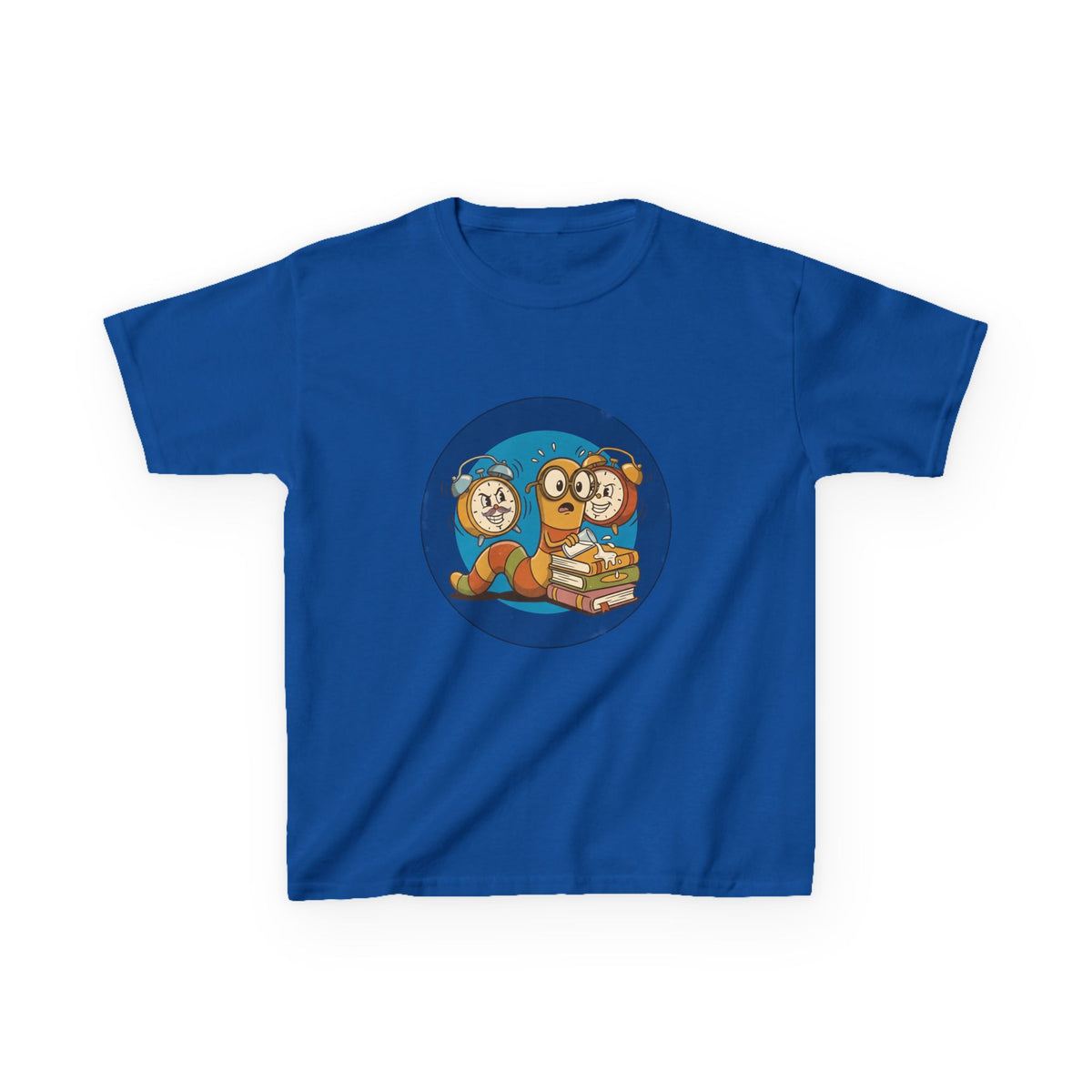 Kids Bookworm Tee - Cartoon Worm Studying Books | Back to School