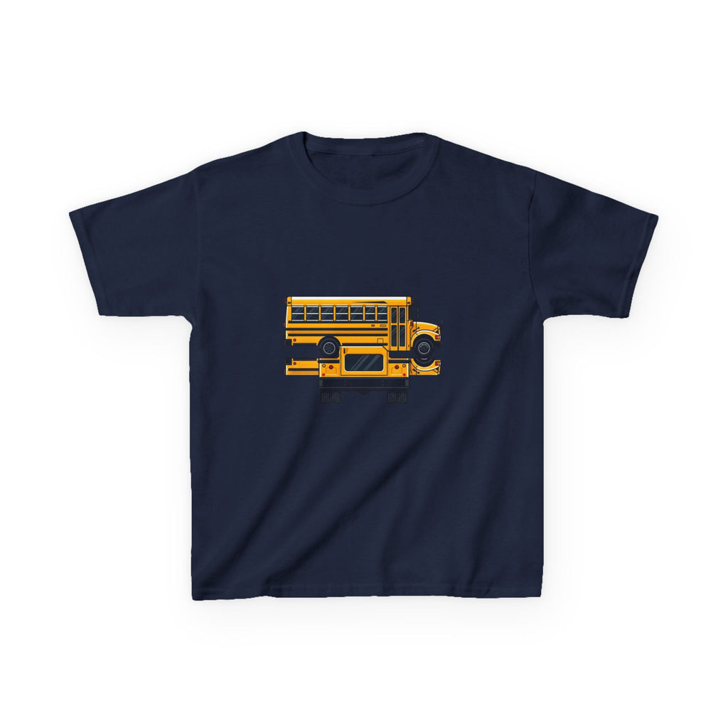 Kids School Bus T-Shirt - Cute Cartoon Reflection | Back to School