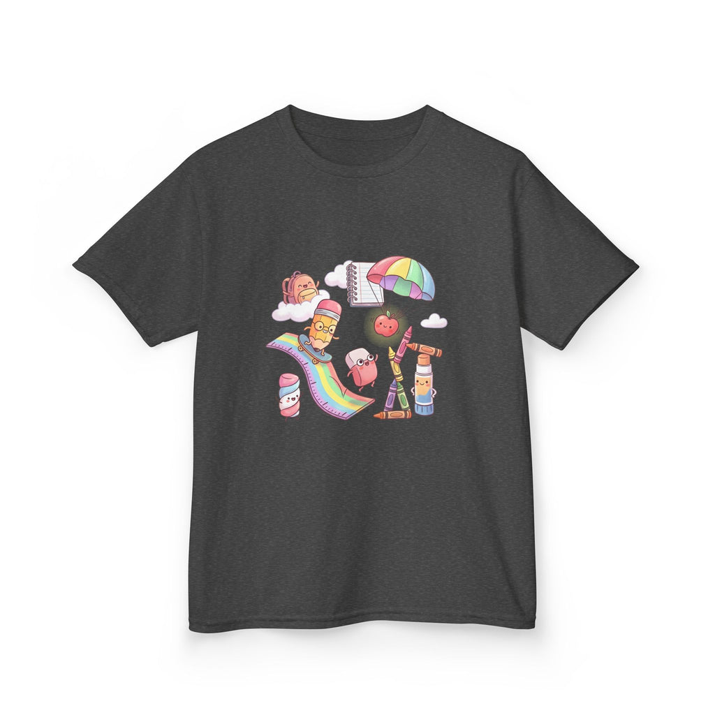 Kids Back to School Tee - Cute Faces School Supplies | Rainbow 2026