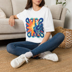 Abstract T-Shirt - Psychedelic Starburst Graphic Tee | Dynamic Blue