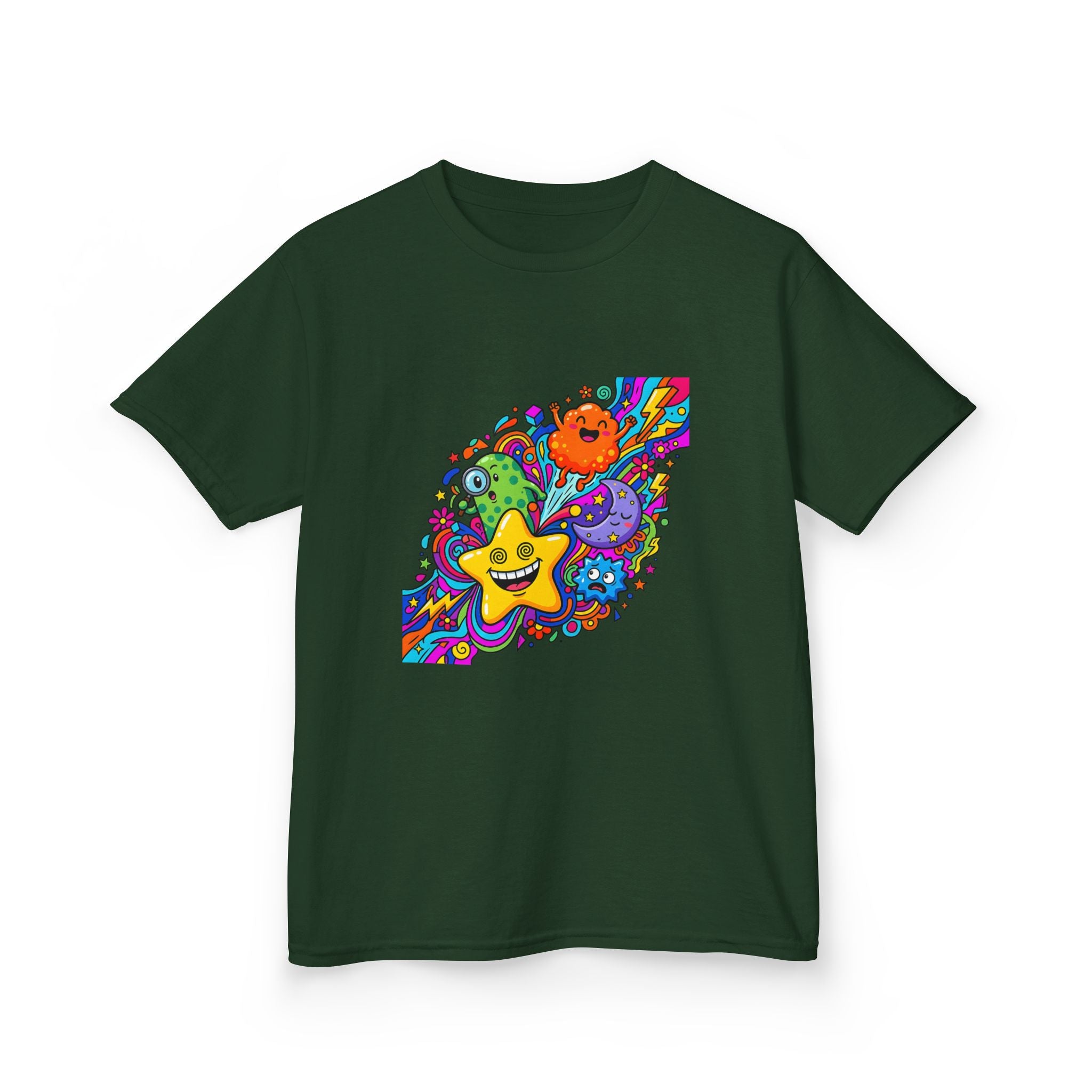 Kids Psychedelic Monster Tee - Vibrant Cartoon Doodle Shirt