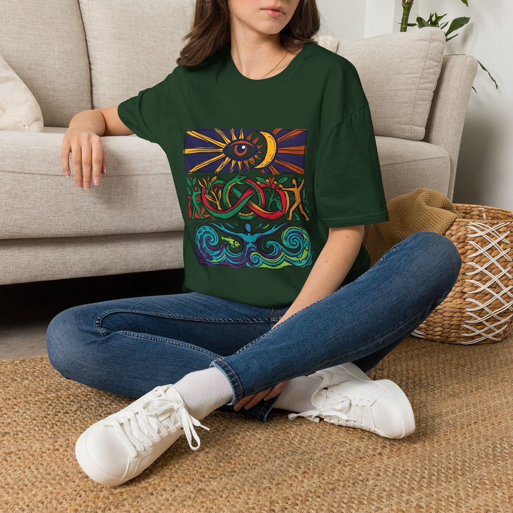 Unisex T-Shirt - Cosmic Folk Art Eye & Snake | Spiritual Nature