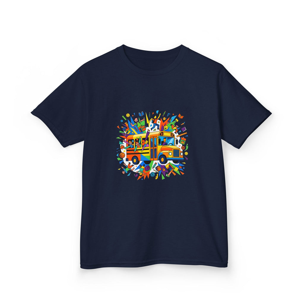 Kids Back to School Tee - Colorful School Bus & Student Shirt