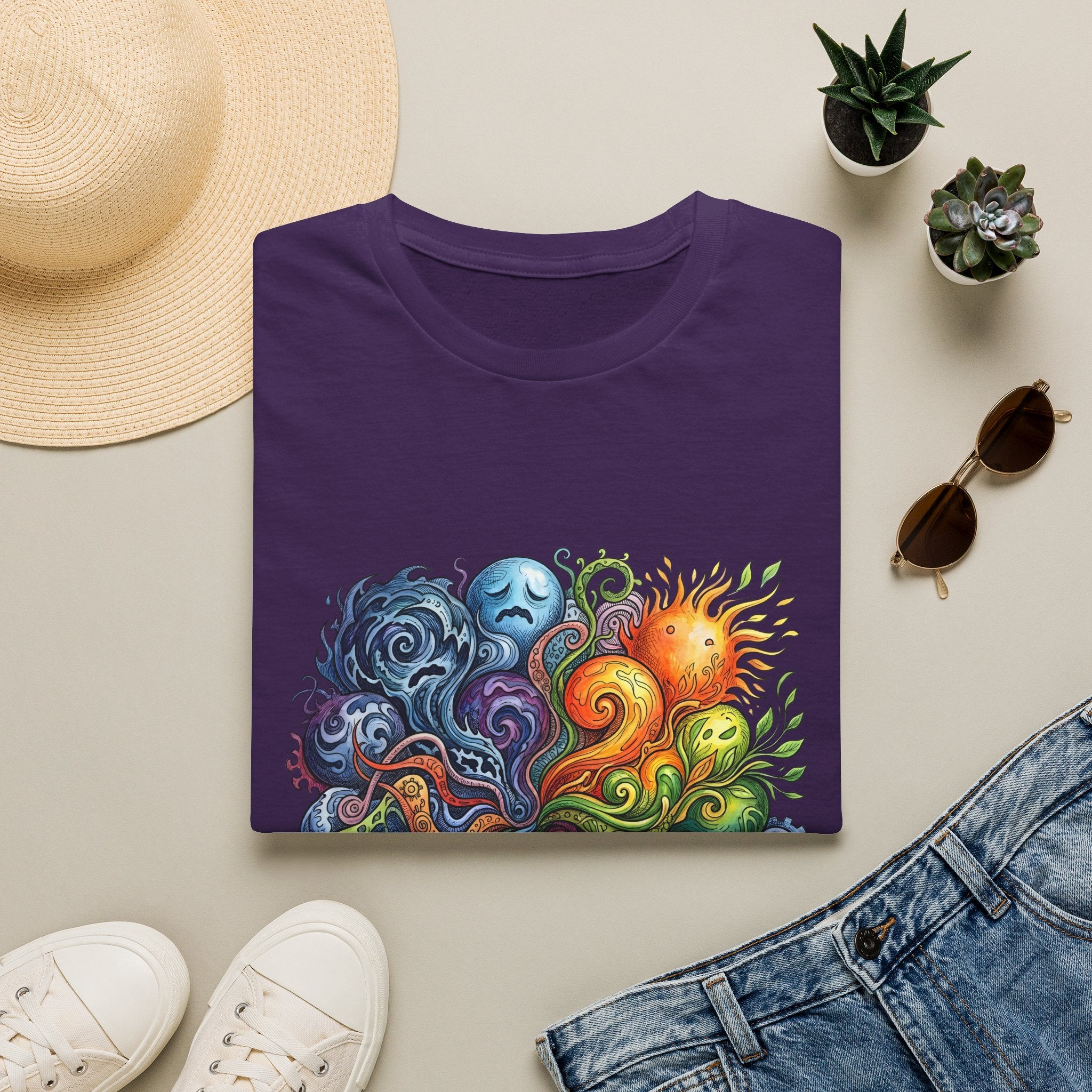 Abstract T-Shirt - Whimsical Watercolor Mandala | Surreal Figures
