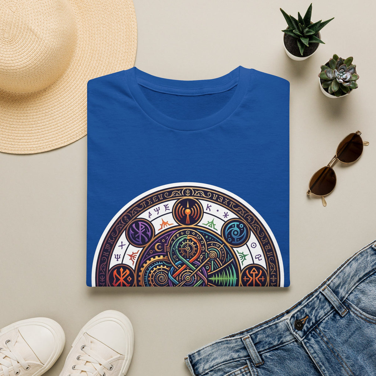 Unisex Steampunk T-Shirt - Ornate Mystical Mandala & Gears