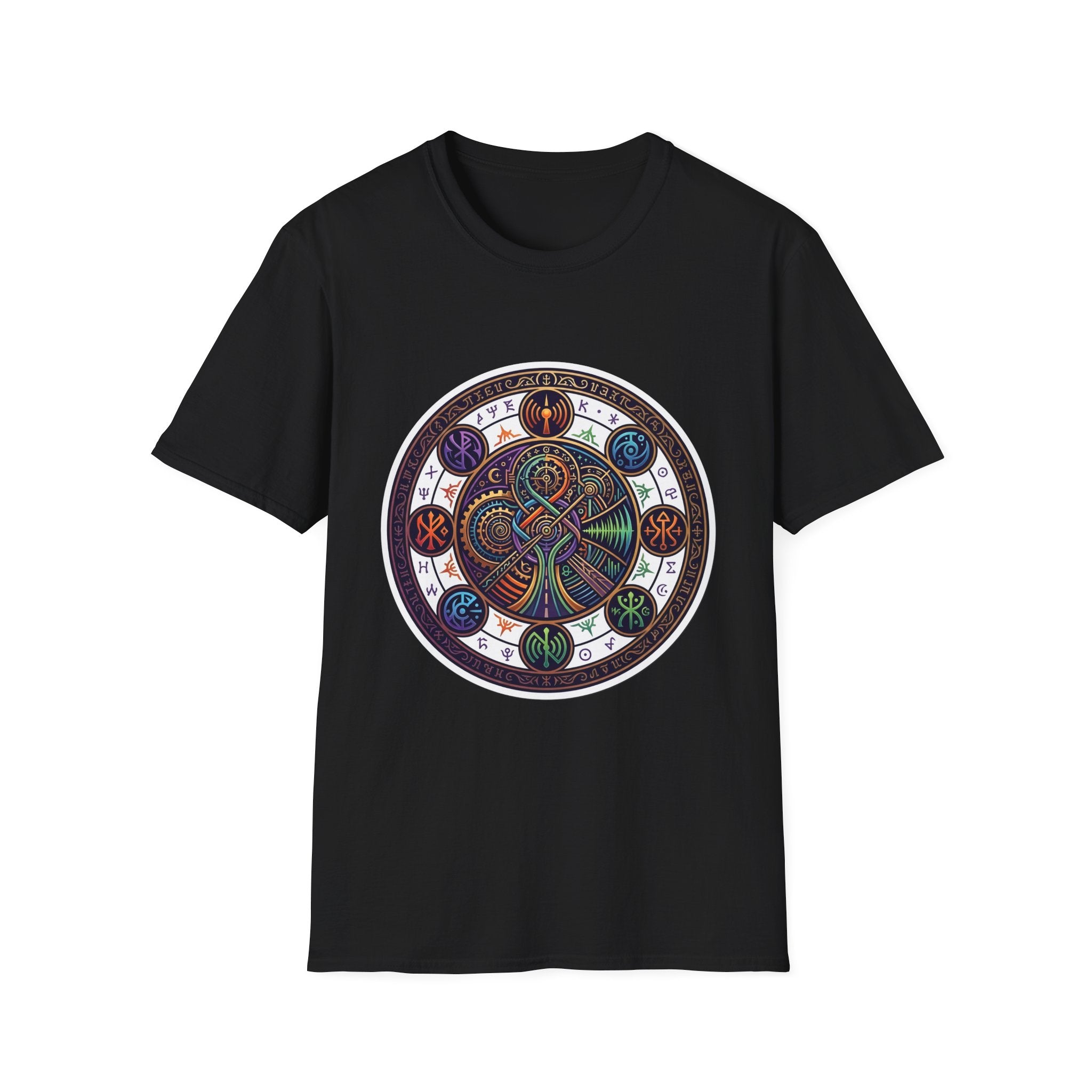 Unisex Steampunk T-Shirt - Ornate Mystical Mandala & Gears