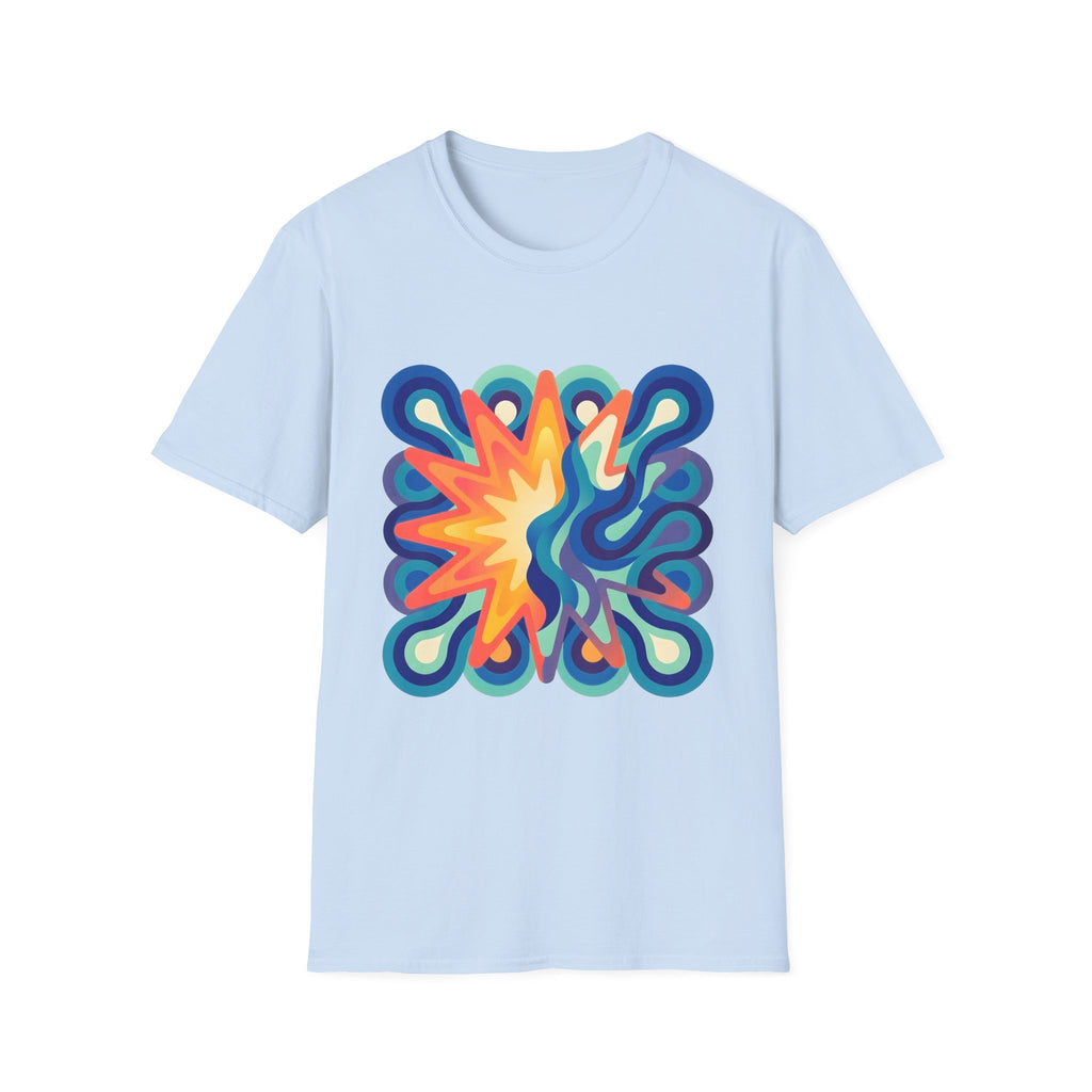 Abstract T-Shirt - Psychedelic Starburst Graphic Tee | Dynamic Blue