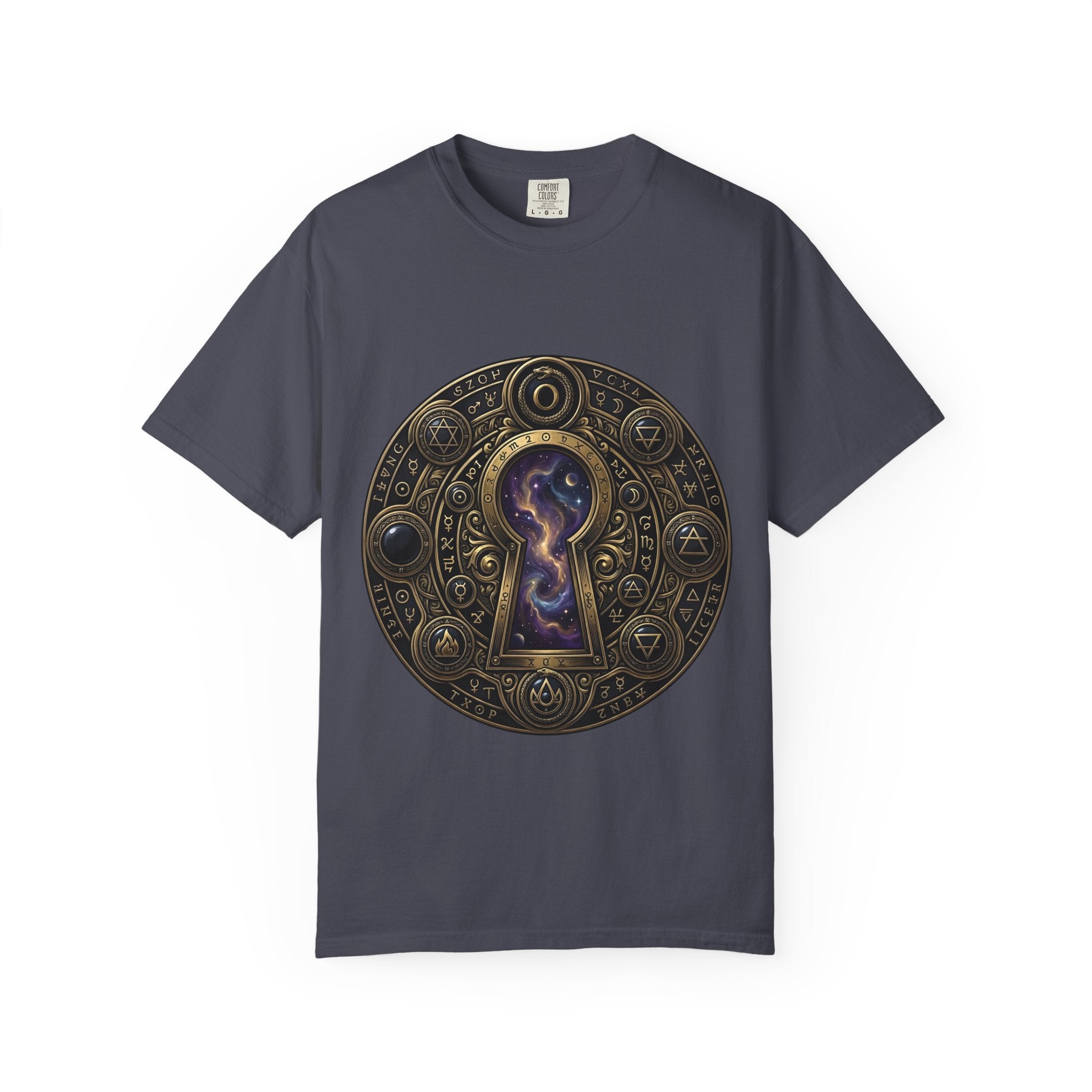 T-shirt - Celestial Keyhole Galaxy | Occult Alchemical Gold